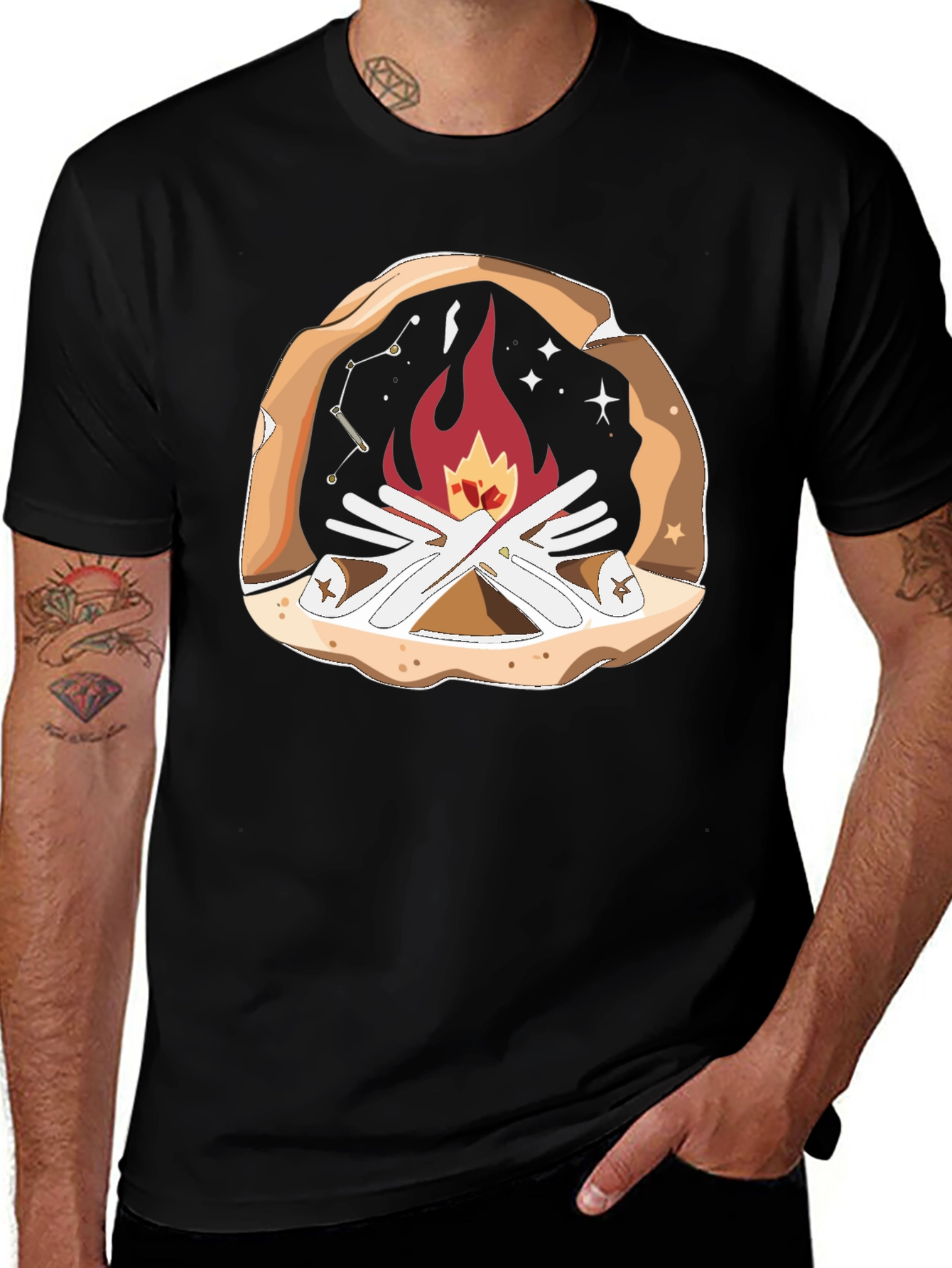 Campfire Graphic T-Shirt - Cozy Outdoor Style