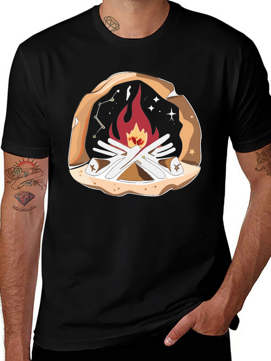 Campfire Graphic T-Shirt - Cozy Outdoor Style