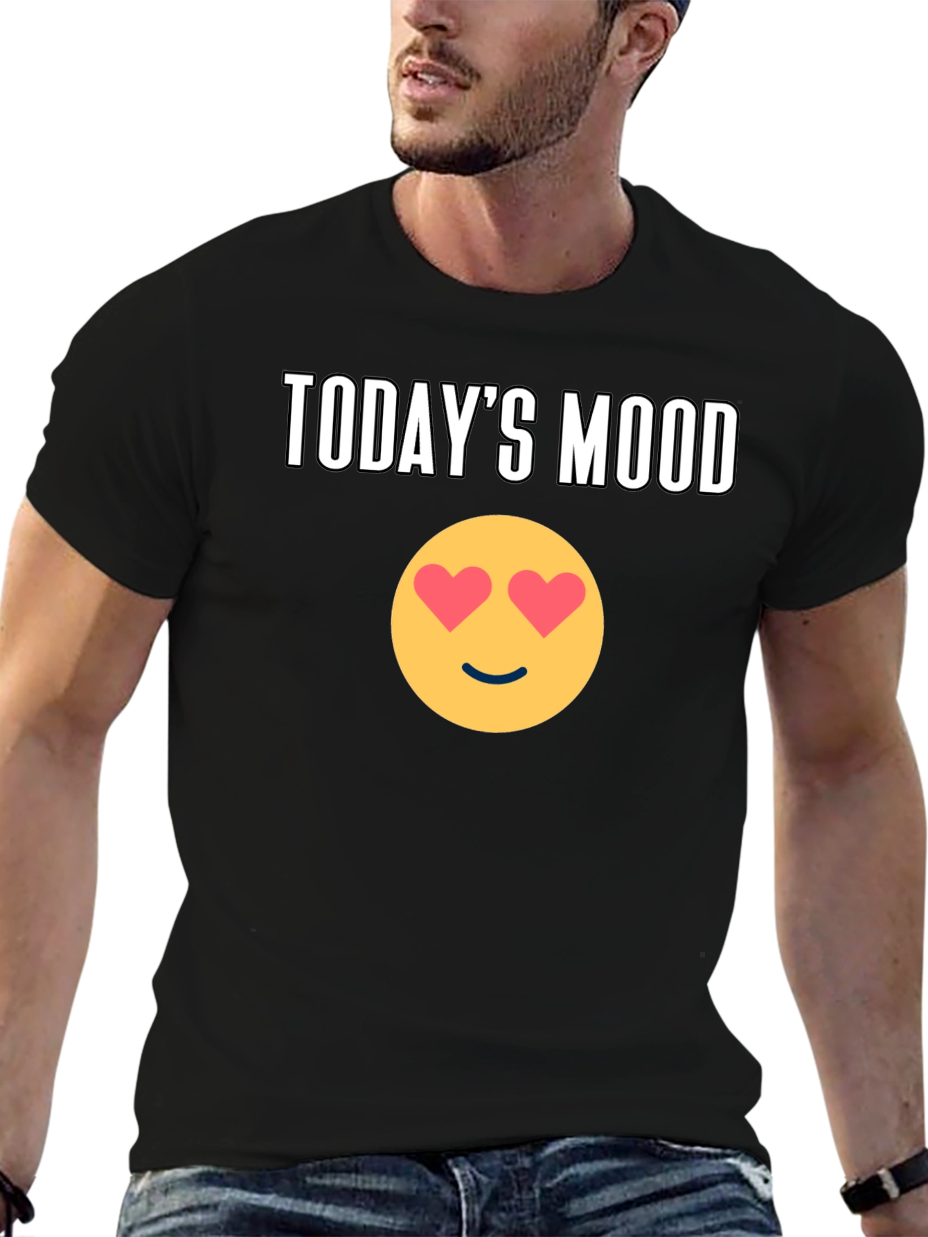 Todays Mood Emoji Graphic Tee - Black