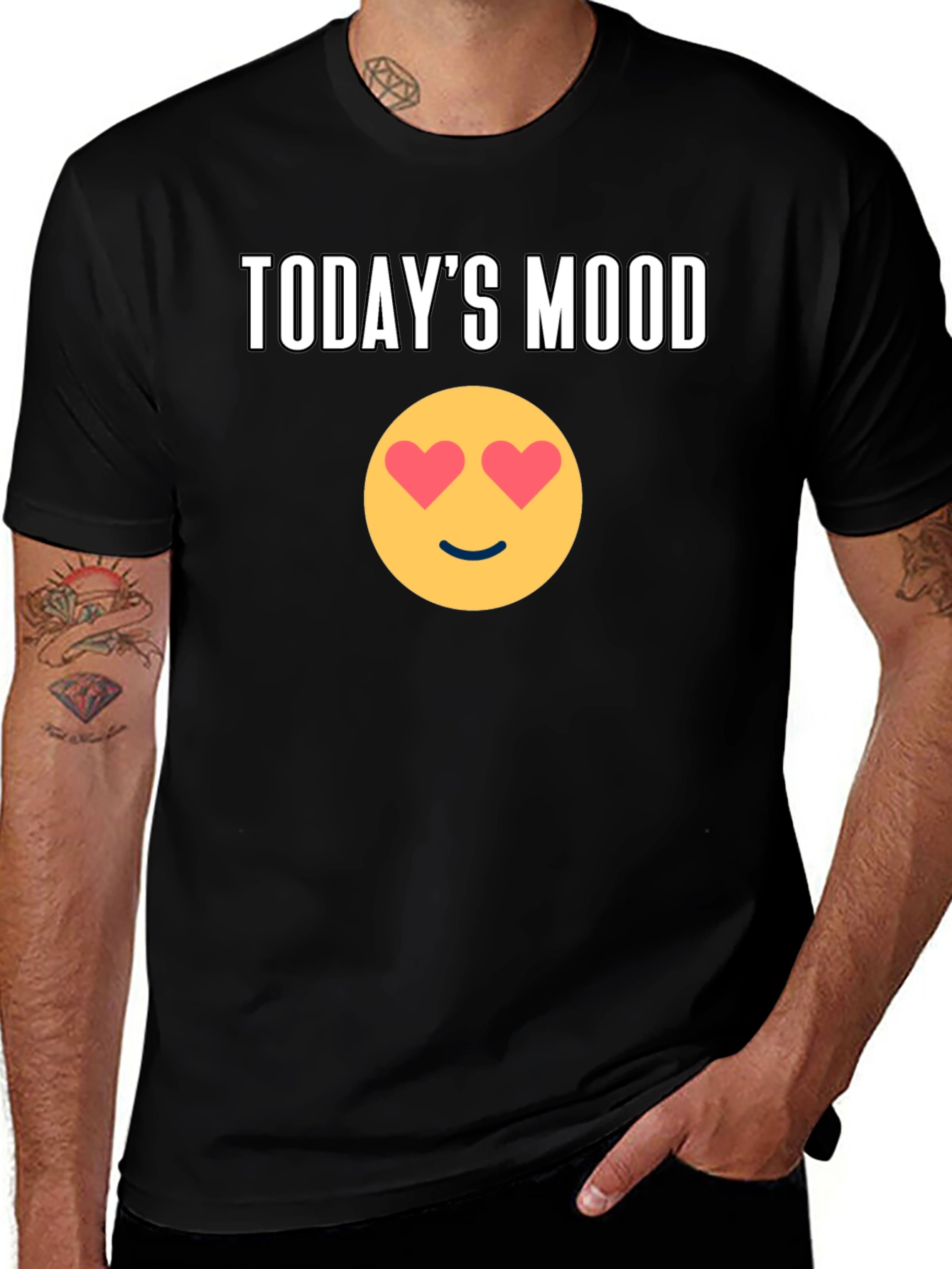 Todays Mood Emoji Graphic Tee - Black
