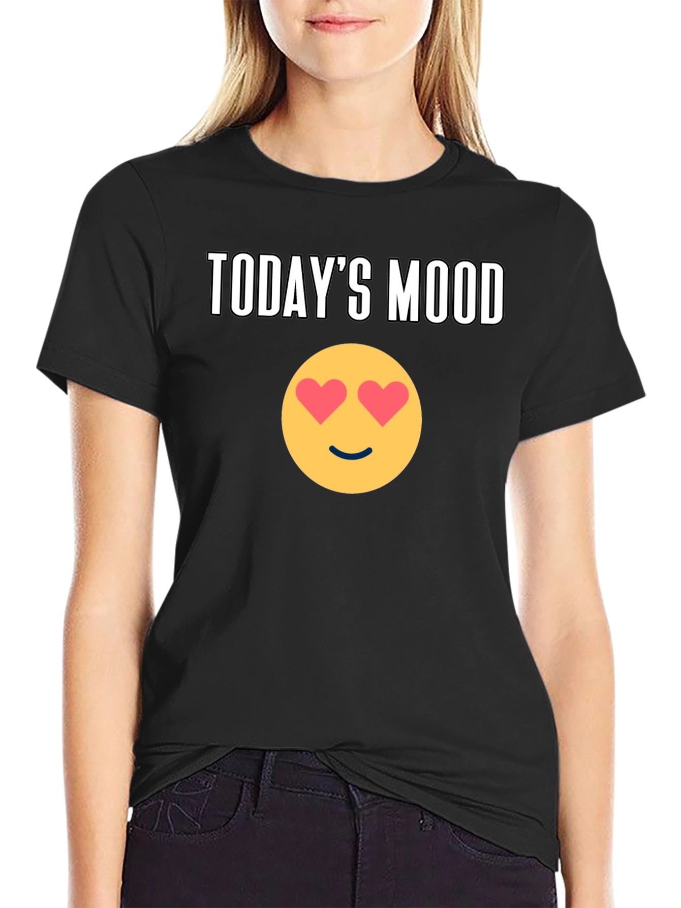 Todays Mood Emoji Graphic Tee - Black