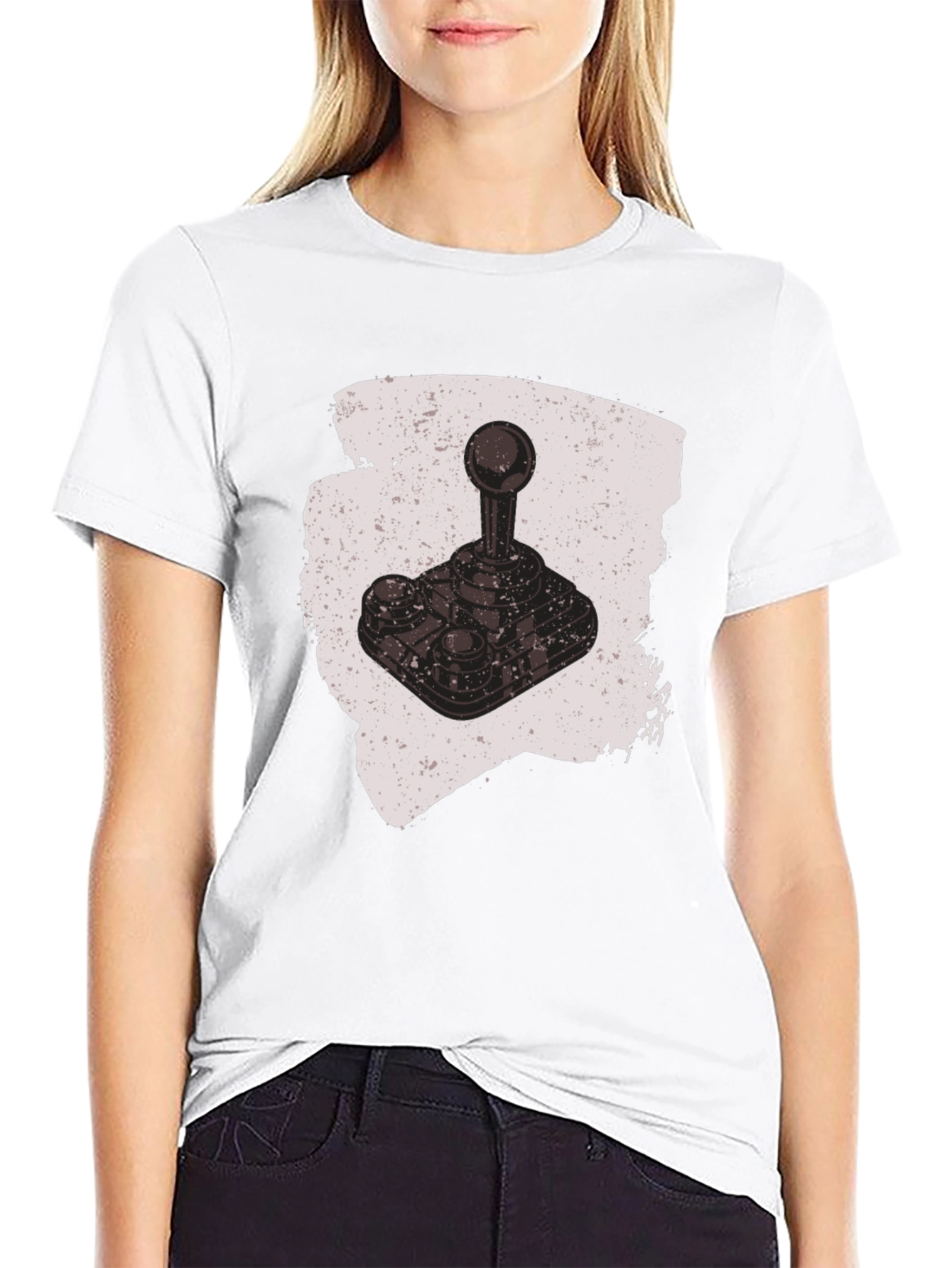 Retro Gaming Joystick Graphic Tee - Black