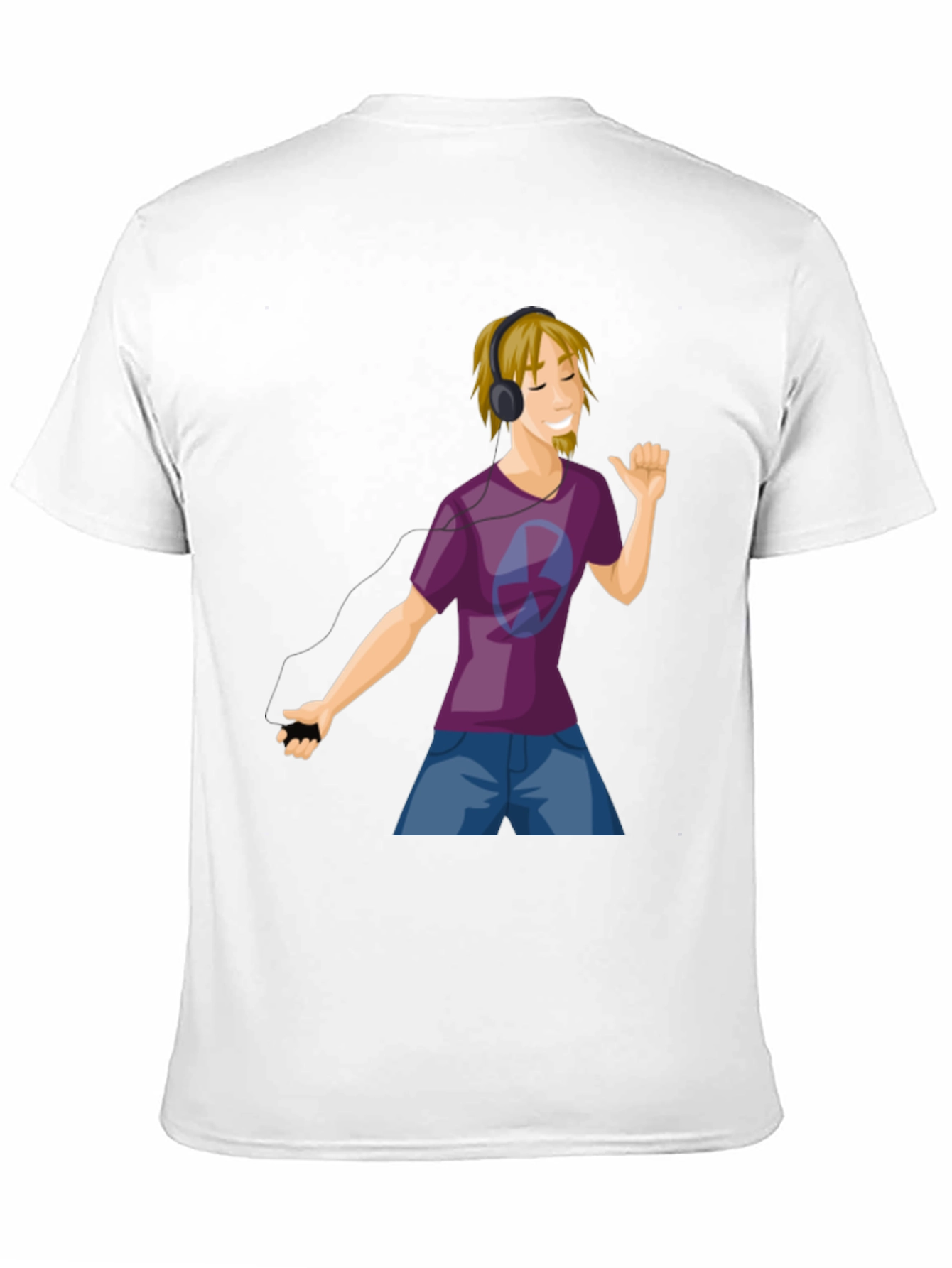 Mans Graphic Tee - Cartoon Music Lover