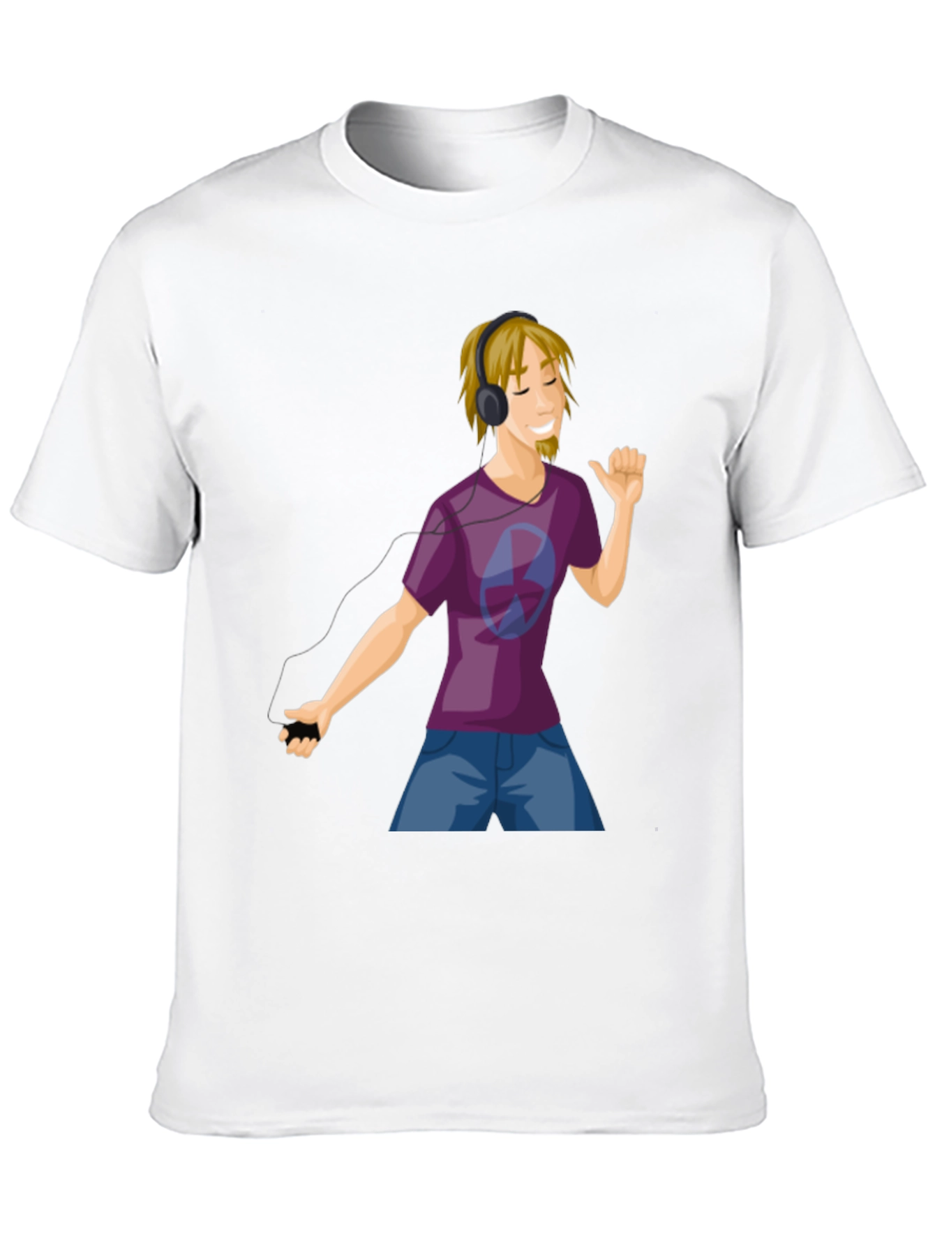 Mans Graphic Tee - Cartoon Music Lover