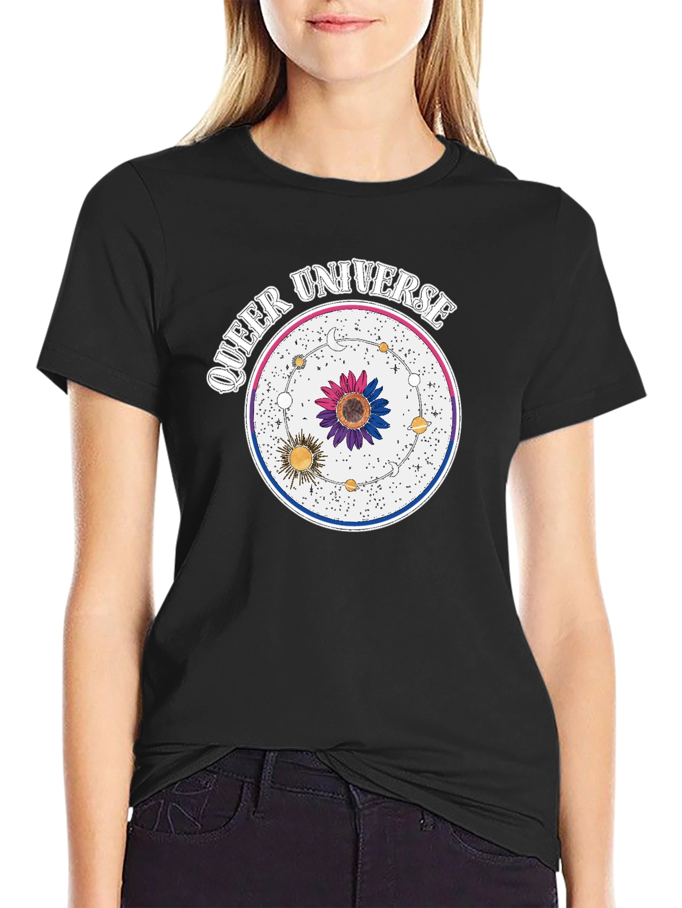 Queer Universe T-Shirt - Black Cotton Blend Graphic Tee