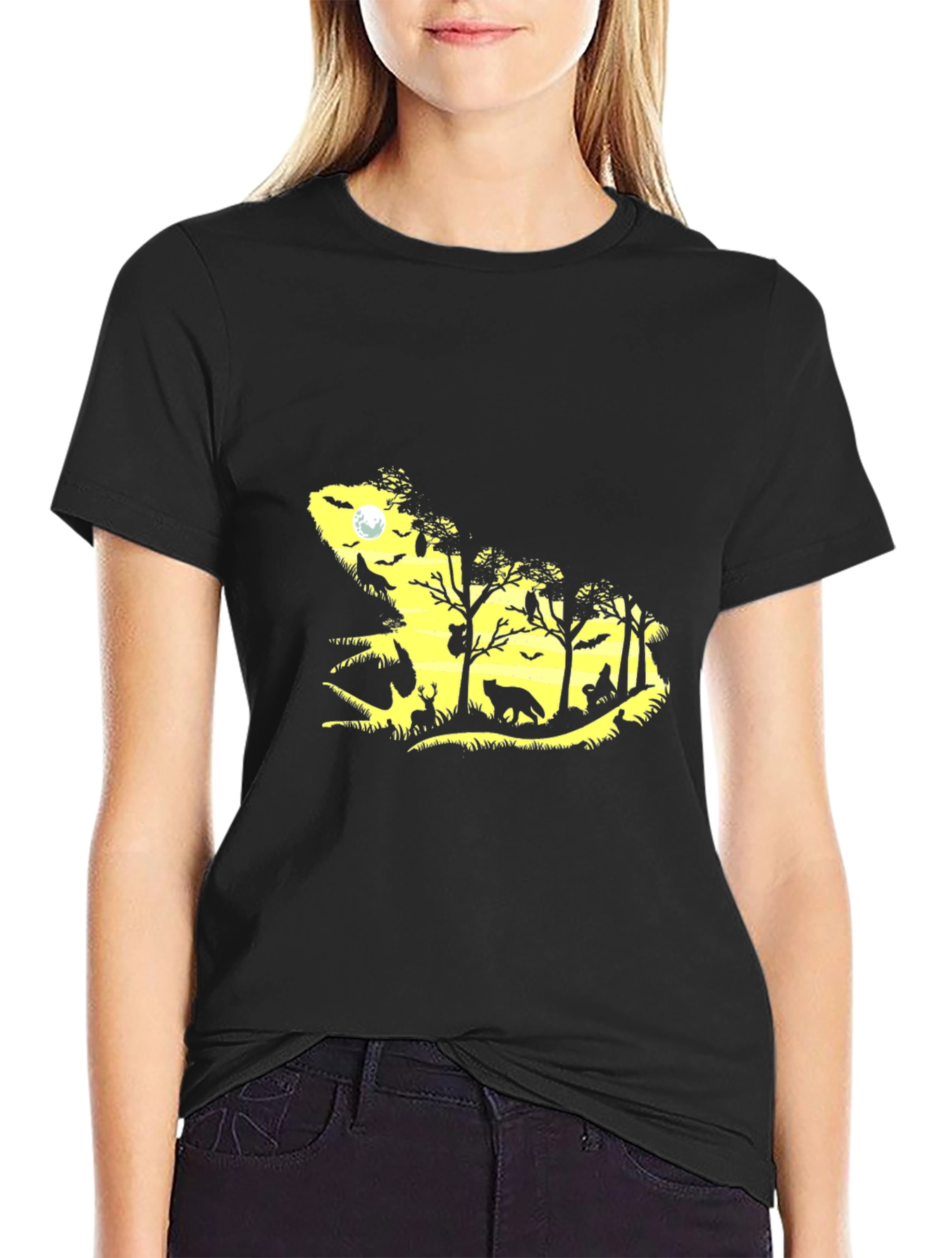 Nature Silhouette Graphic Tee - Black T-Shirt