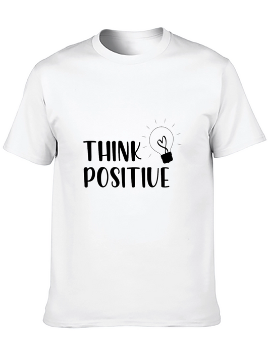 Think Positive Graphic Tee - Black Cotton Casual Shirt
