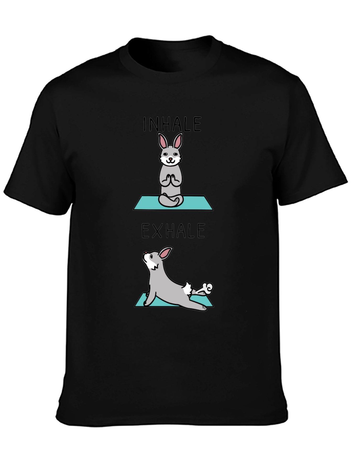 Inhale Exhale Yoga Bunny Black T-Shirt