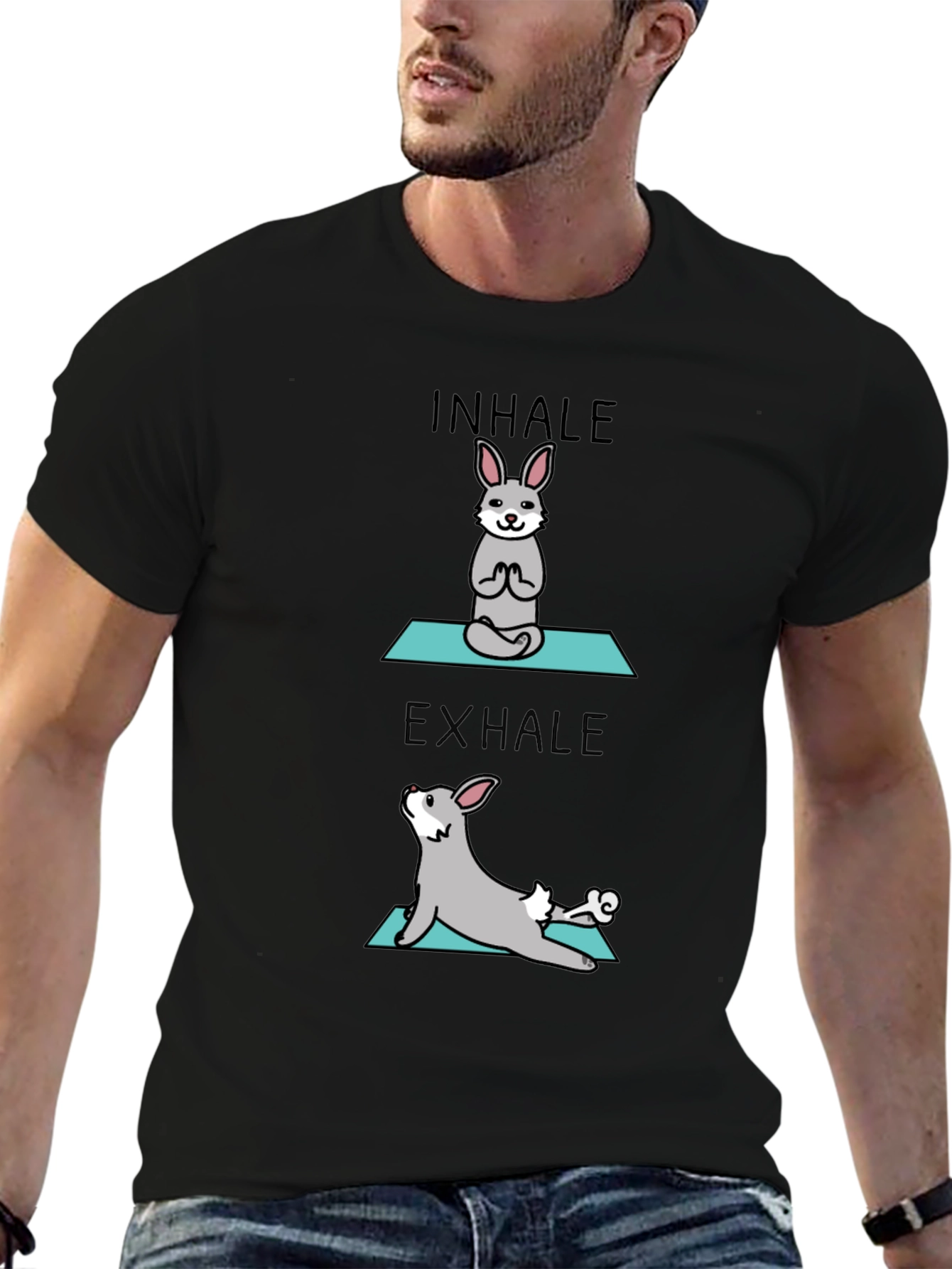 Inhale Exhale Yoga Bunny Black T-Shirt