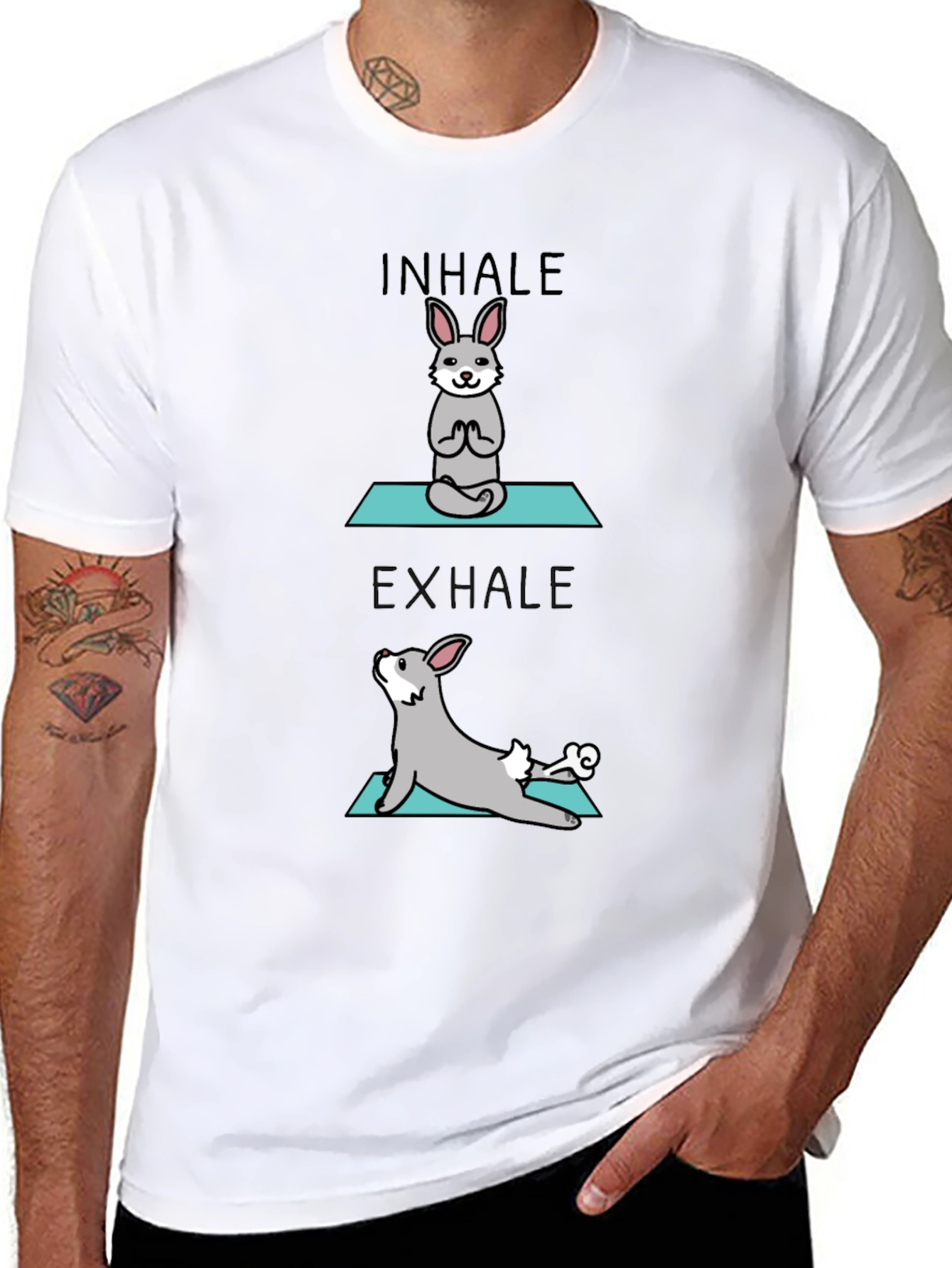 Inhale Exhale Yoga Bunny Black T-Shirt