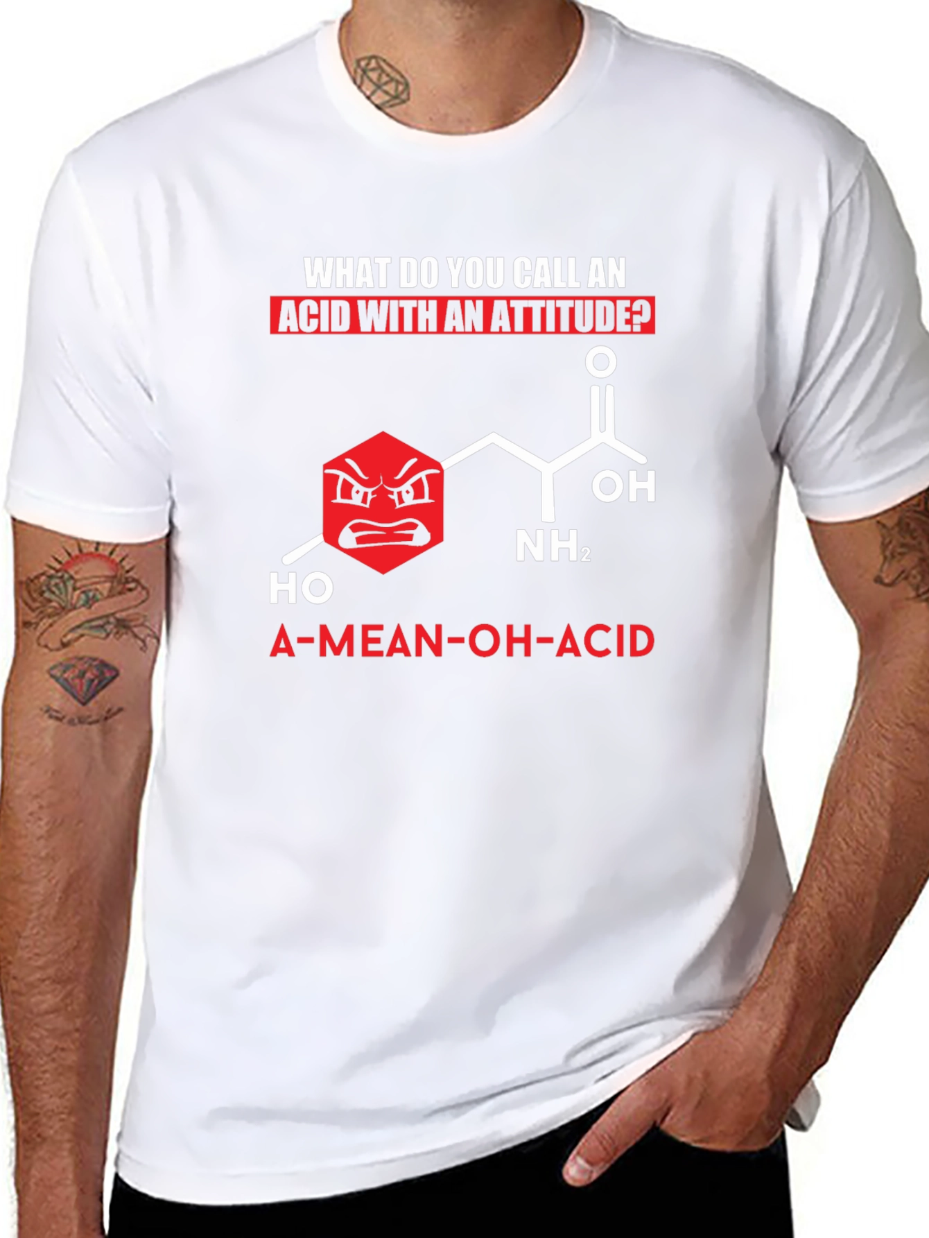 Funny Chemistry T-Shirt: A-Mean-OH-Acid
