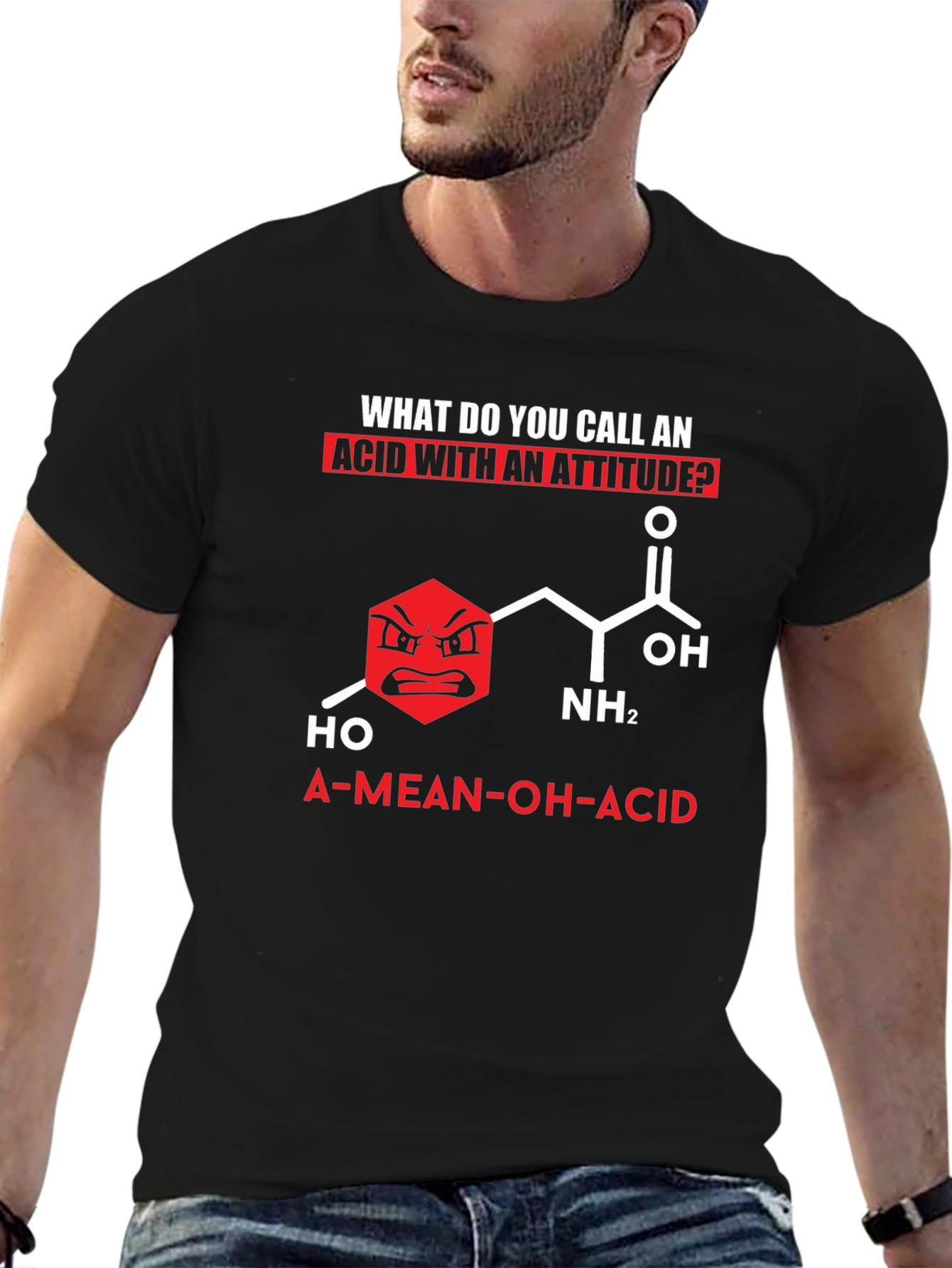 Funny Chemistry T-Shirt: A-Mean-OH-Acid
