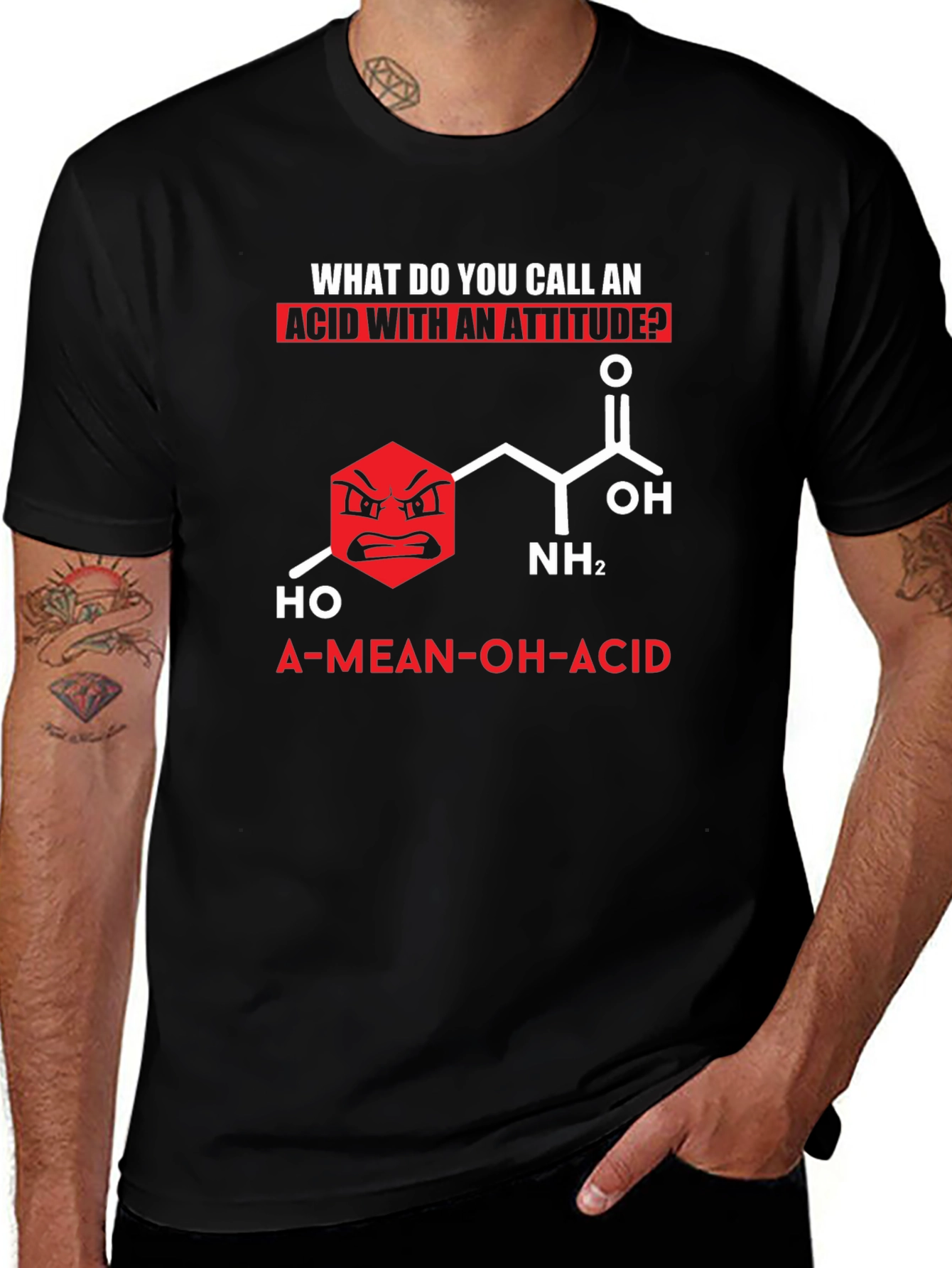 Funny Chemistry T-Shirt: A-Mean-OH-Acid