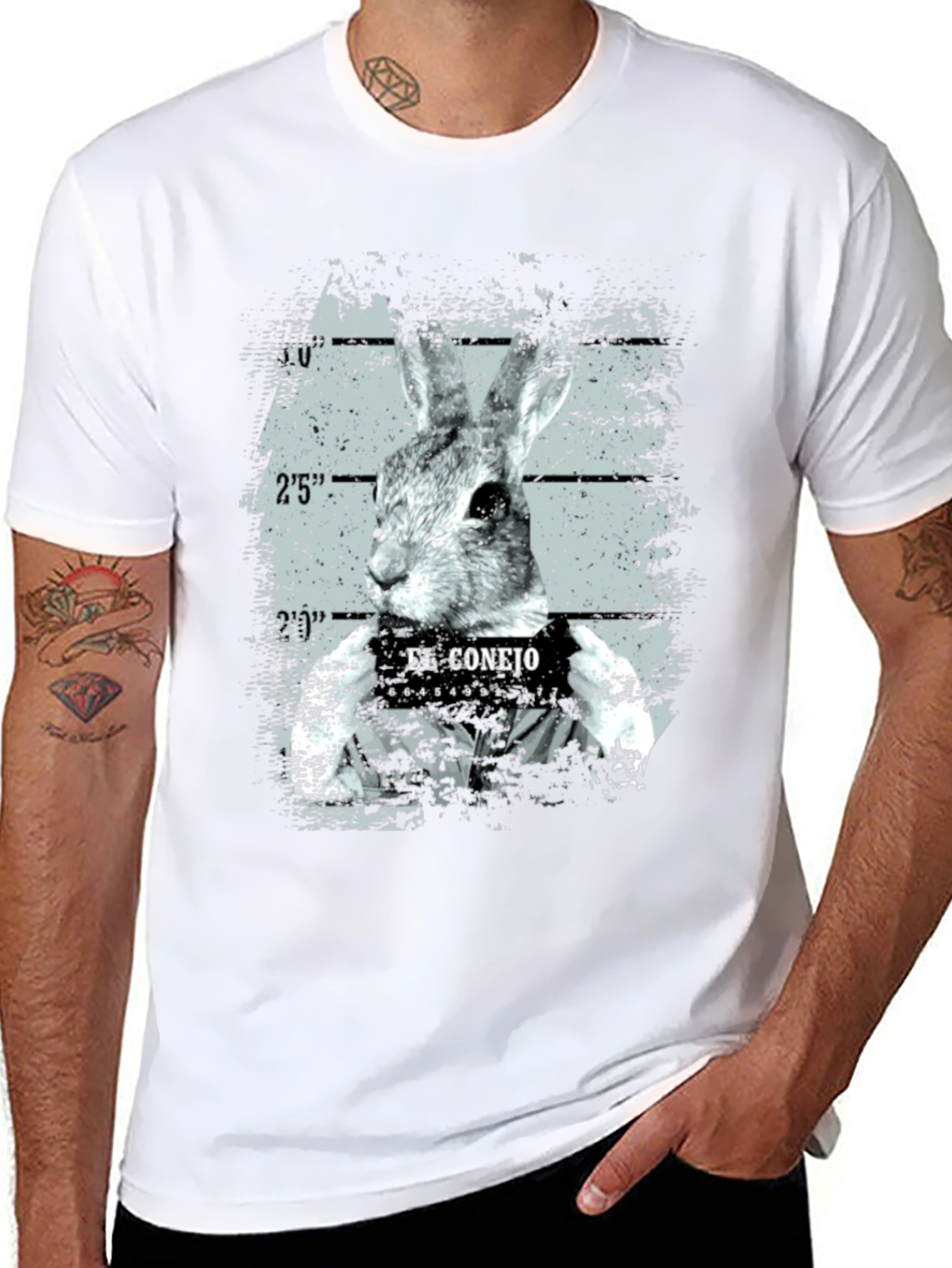 El Conejo Mugshot T-Shirt - Funny Rabbit Graphic Tee