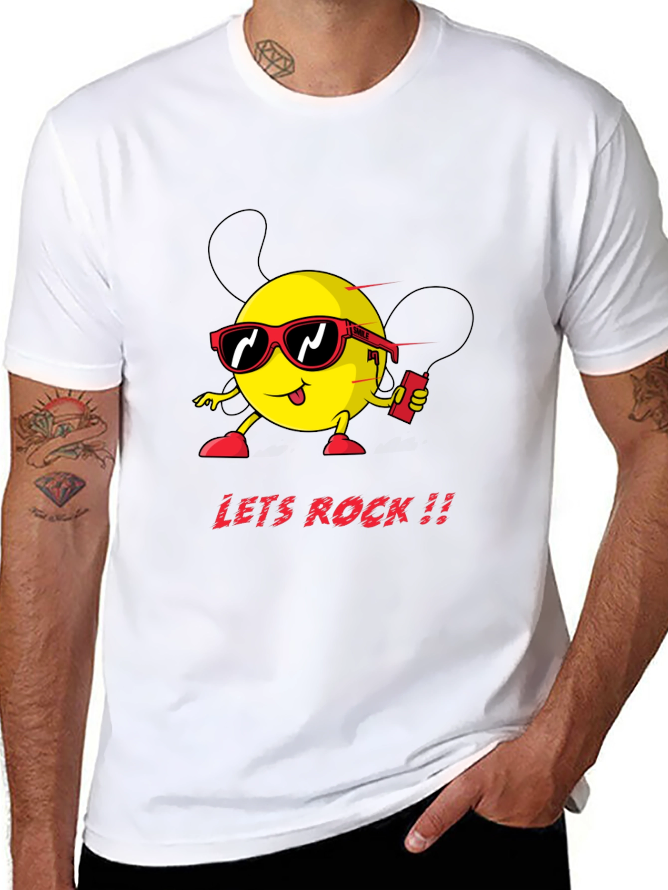 Lets Rock Graphic Tee - Black Cotton T-Shirt