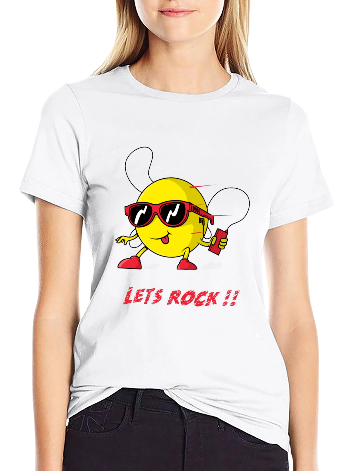 Lets Rock Graphic Tee - Black Cotton T-Shirt
