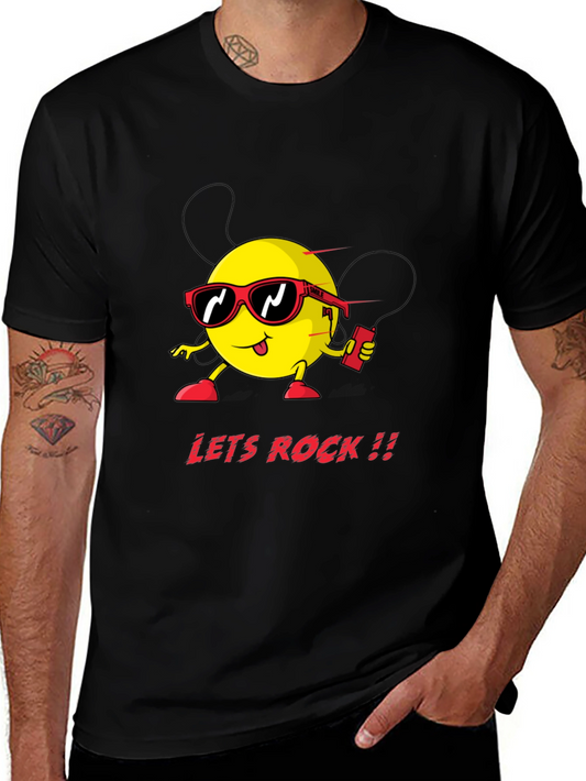 Lets Rock Graphic Tee - Black Cotton T-Shirt