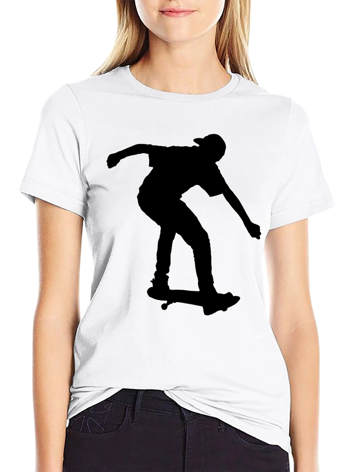Skateboarding Silhouette Tee - Black Graphic T-Shirt