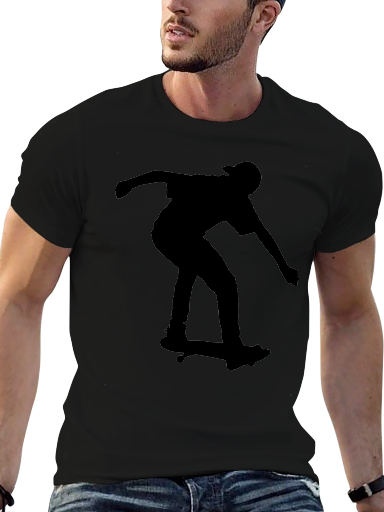 Skateboarding Silhouette Tee - Black Graphic T-Shirt