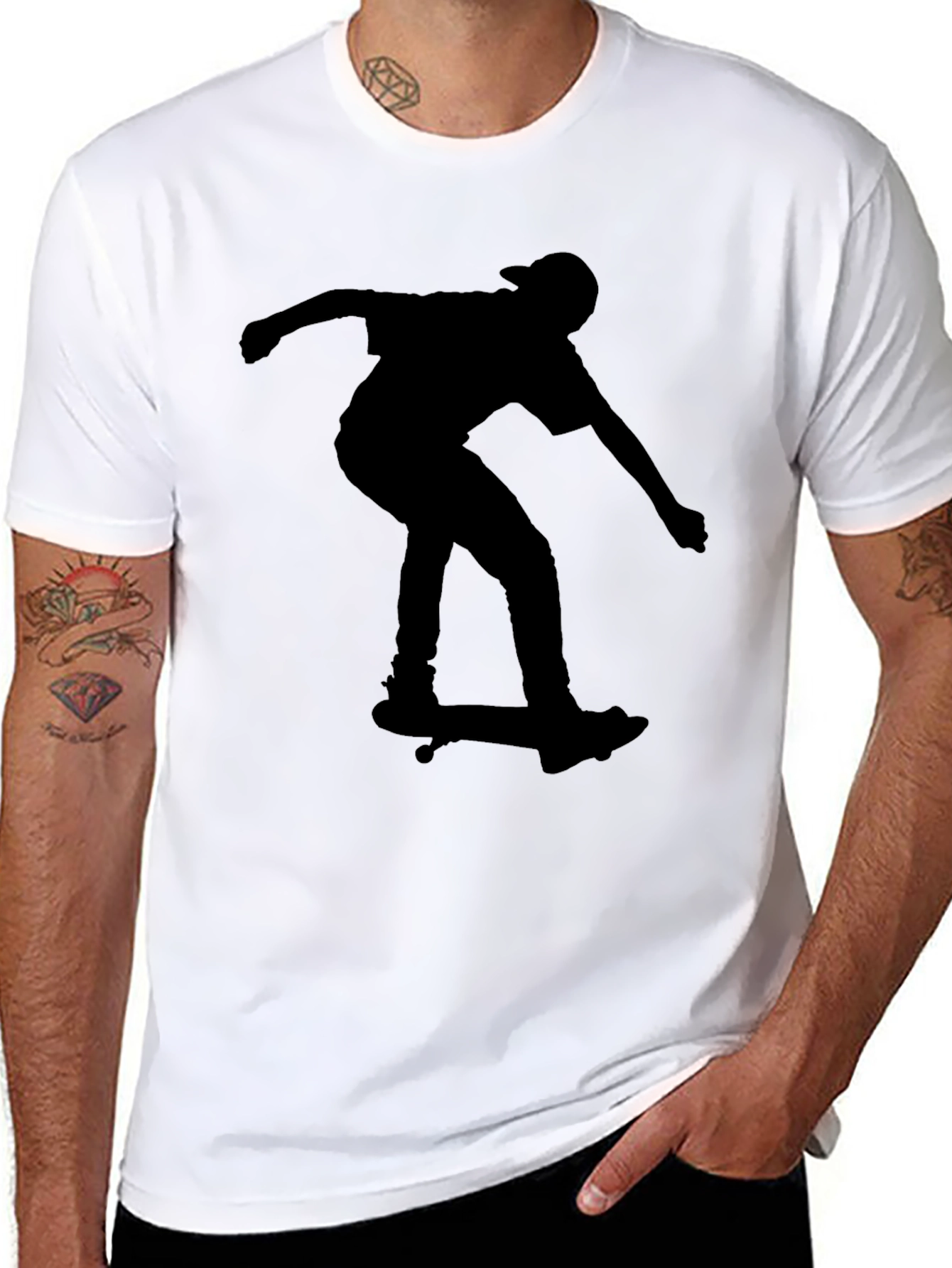 Skateboarding Silhouette Tee - Black Graphic T-Shirt