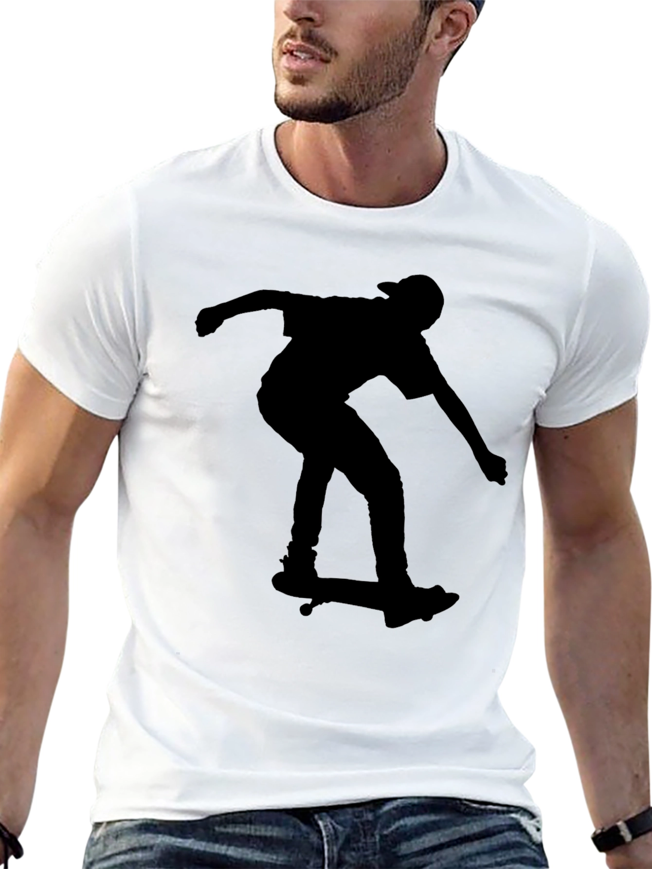 Skateboarding Silhouette Tee - Black Graphic T-Shirt
