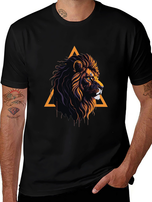 Lion Graphic Tee - Modern Animal Print Shirt
