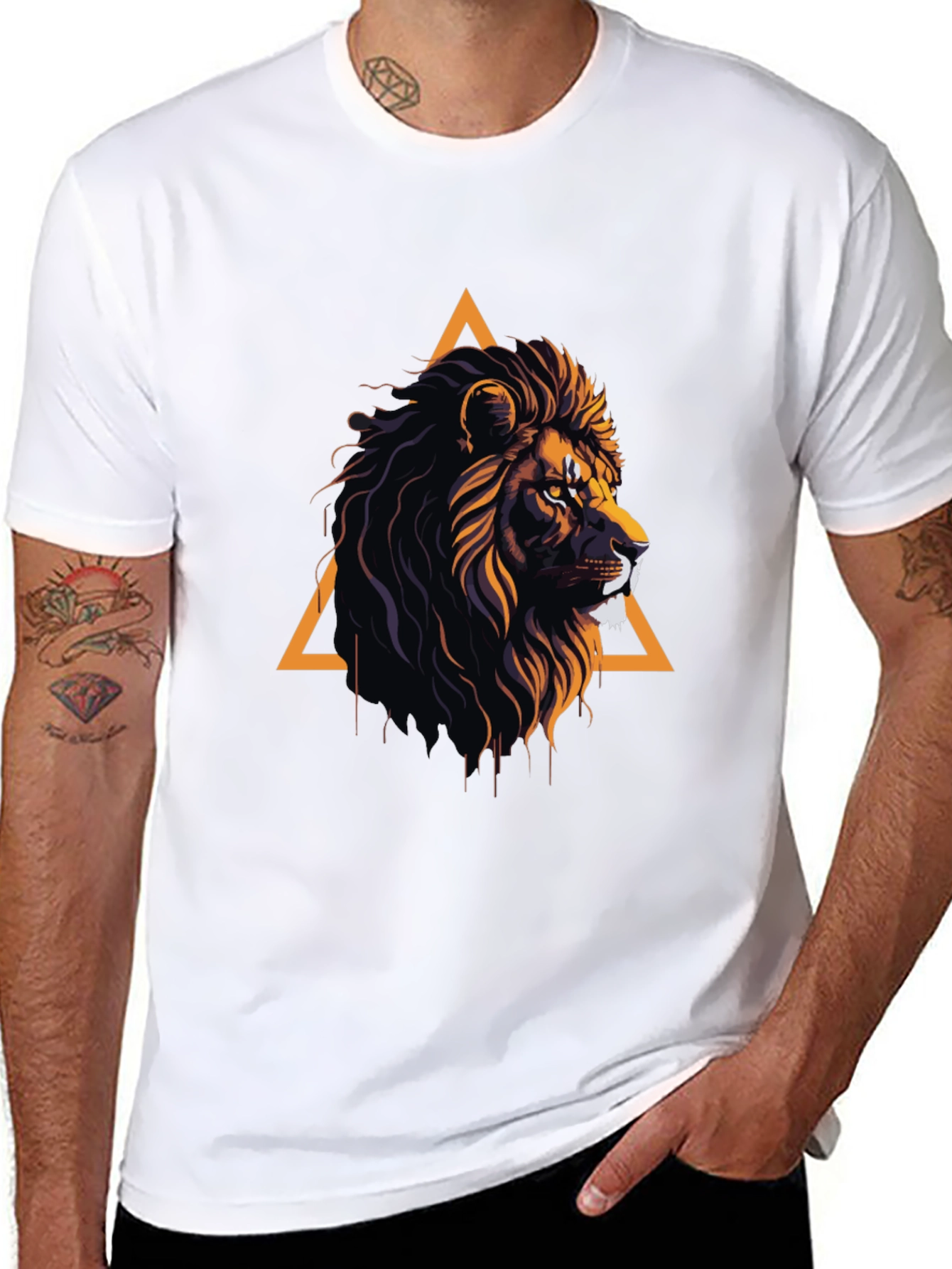 Lion Graphic Tee - Modern Animal Print Shirt