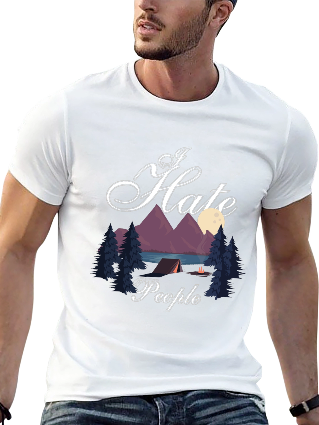 I Hate People Camping Black Graphic T-Shirt