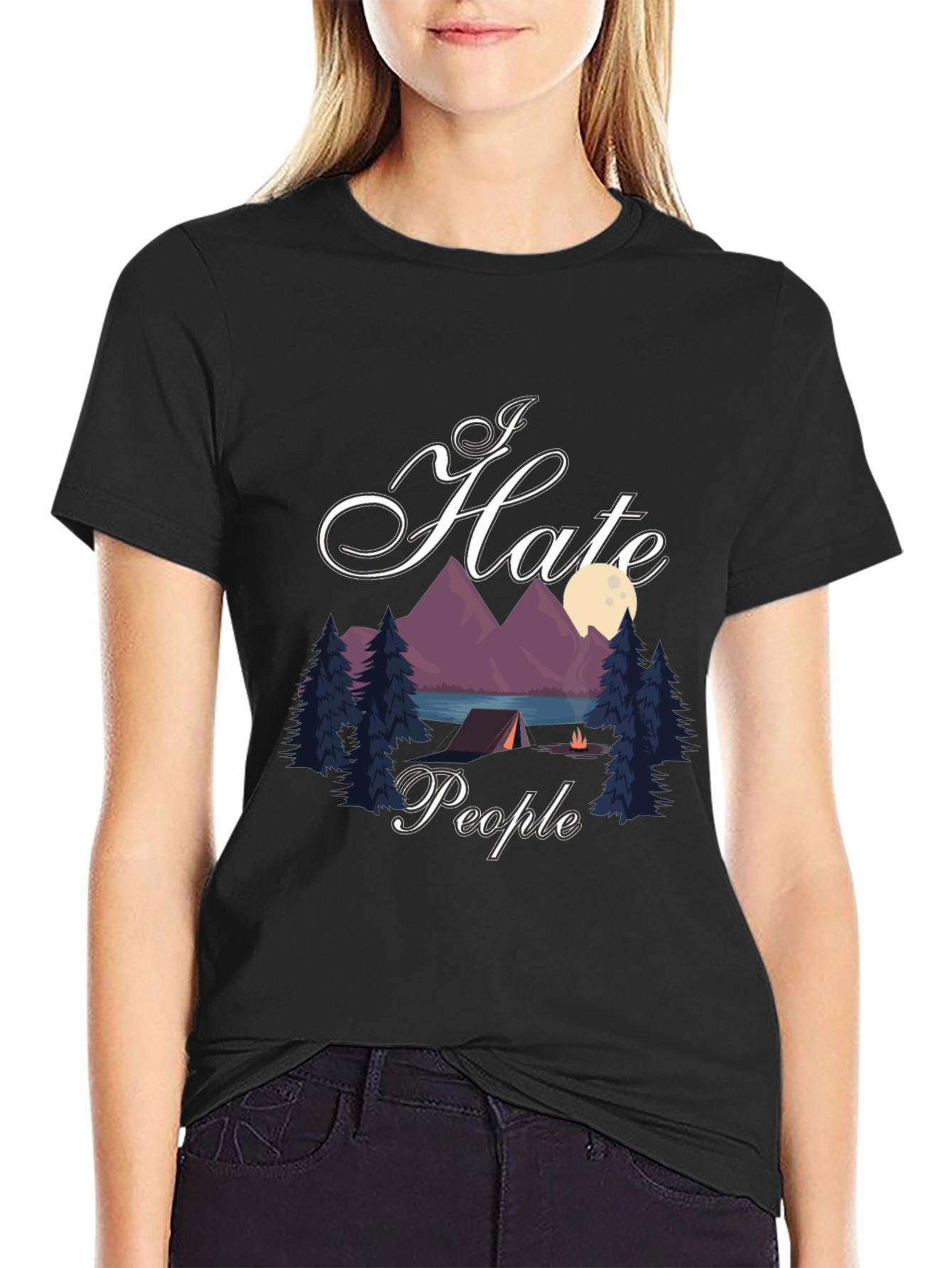 I Hate People Camping Black Graphic T-Shirt