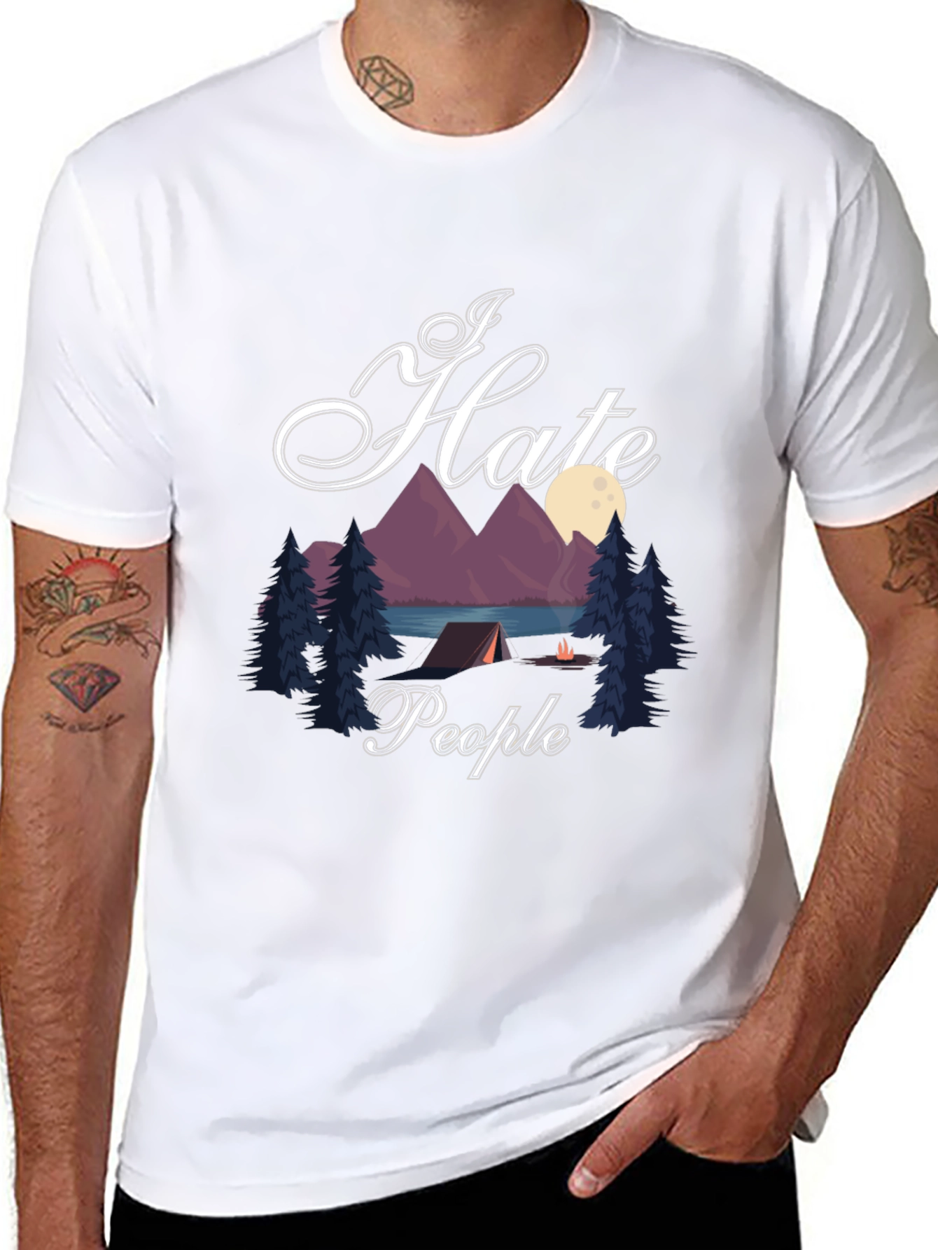 I Hate People Camping Black Graphic T-Shirt
