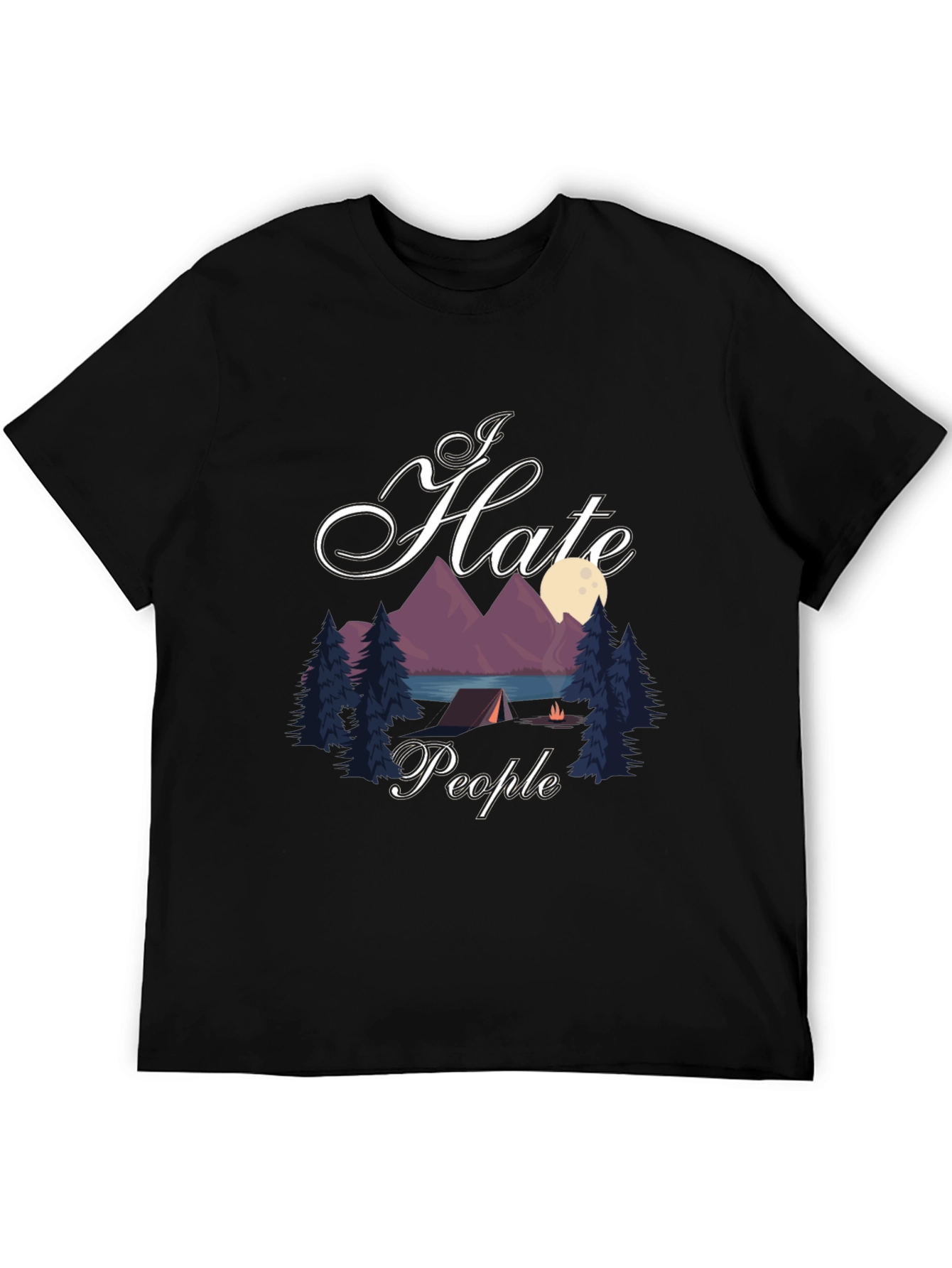 I Hate People Camping Black Graphic T-Shirt