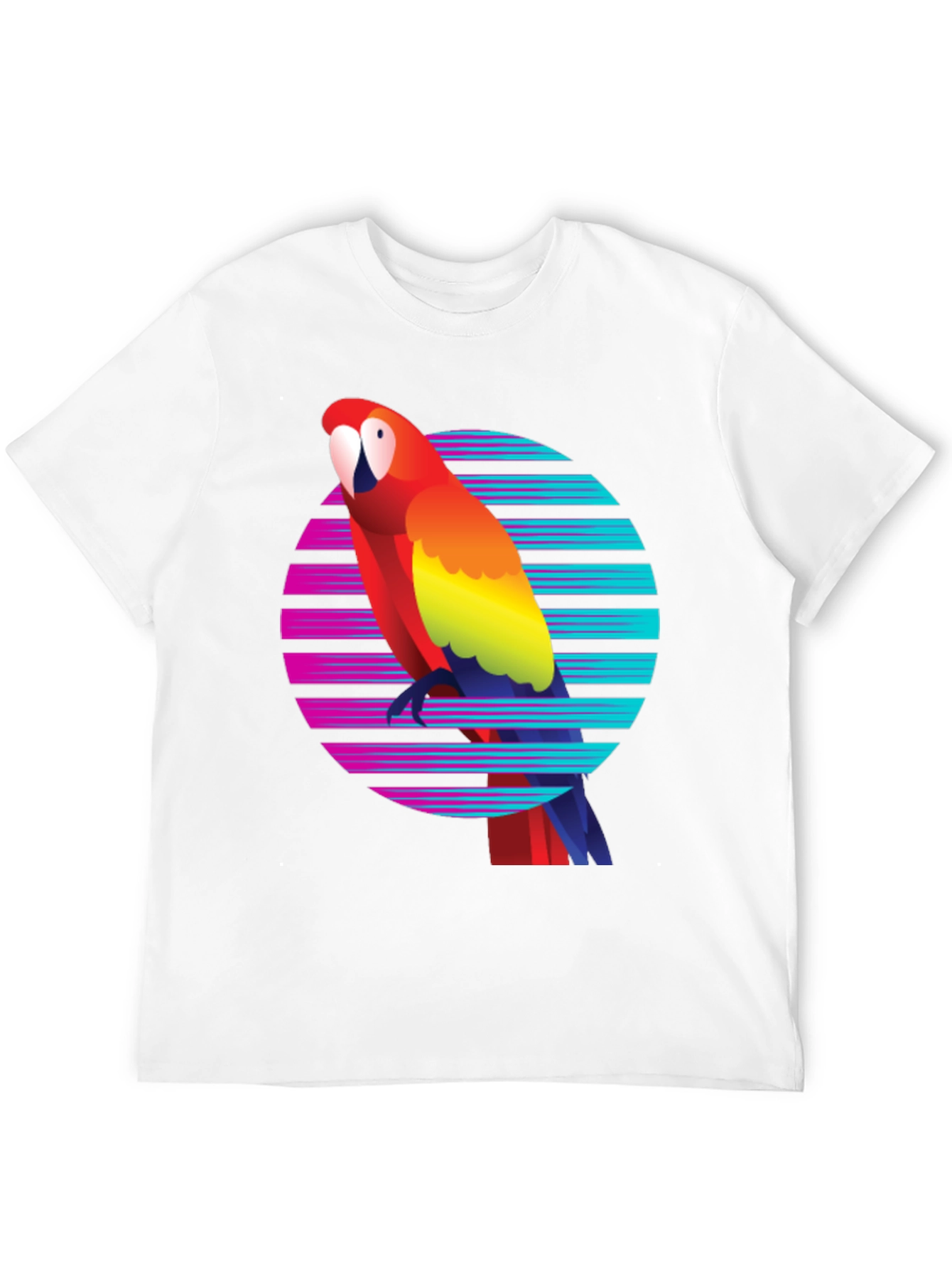 Retro Parrot Graphic Tee - Mens Black T-Shirt