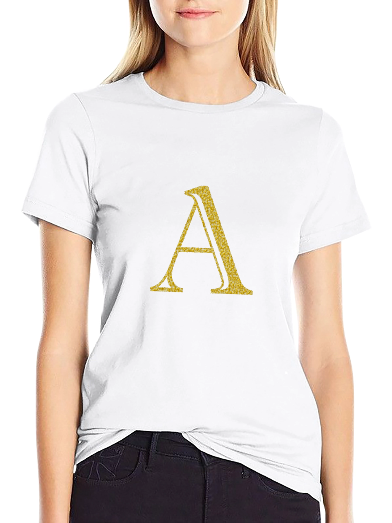 Letter A Graphic Print Black T-Shirt