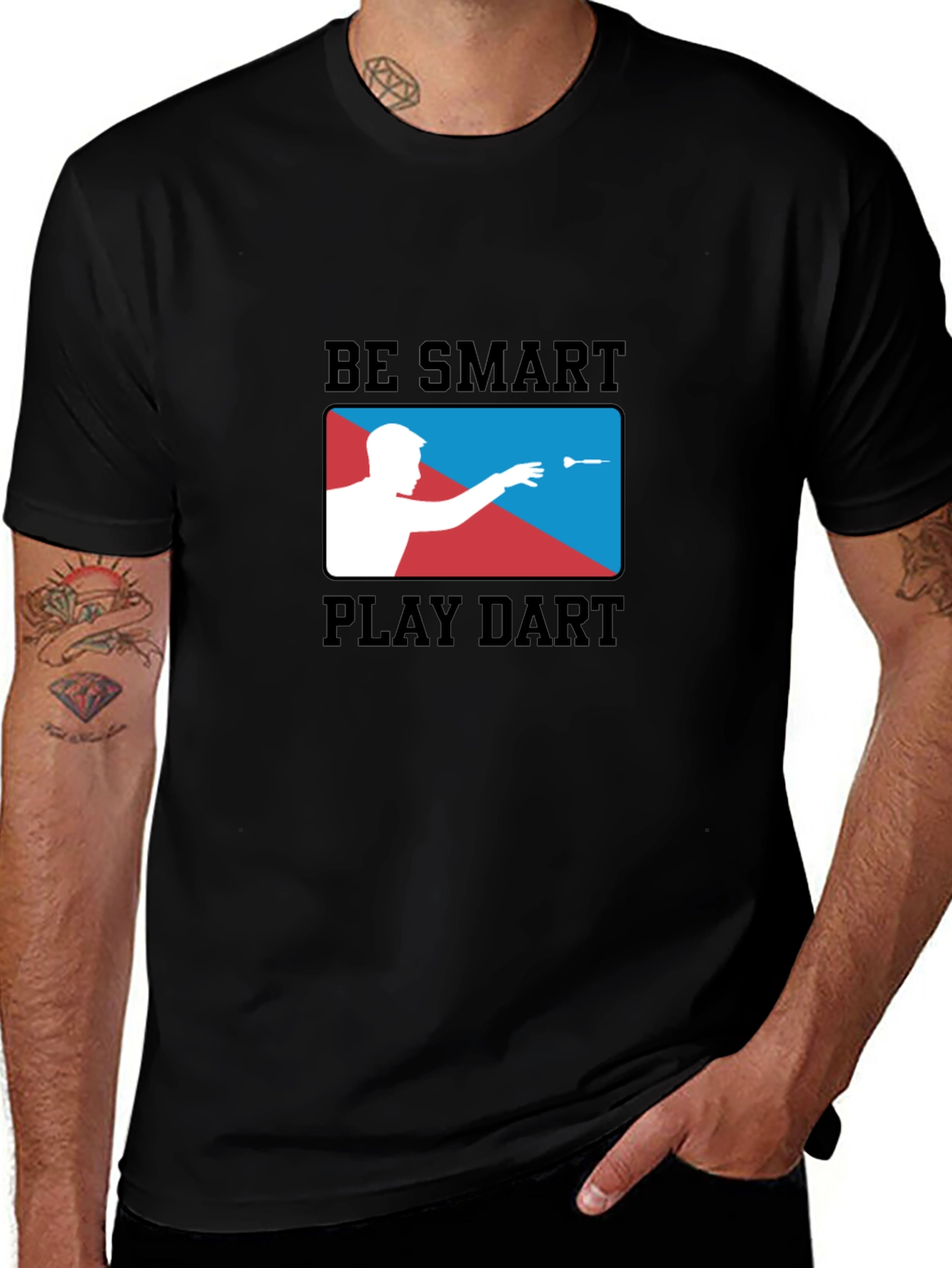 Be Smart Play Dart T-Shirt | Black
