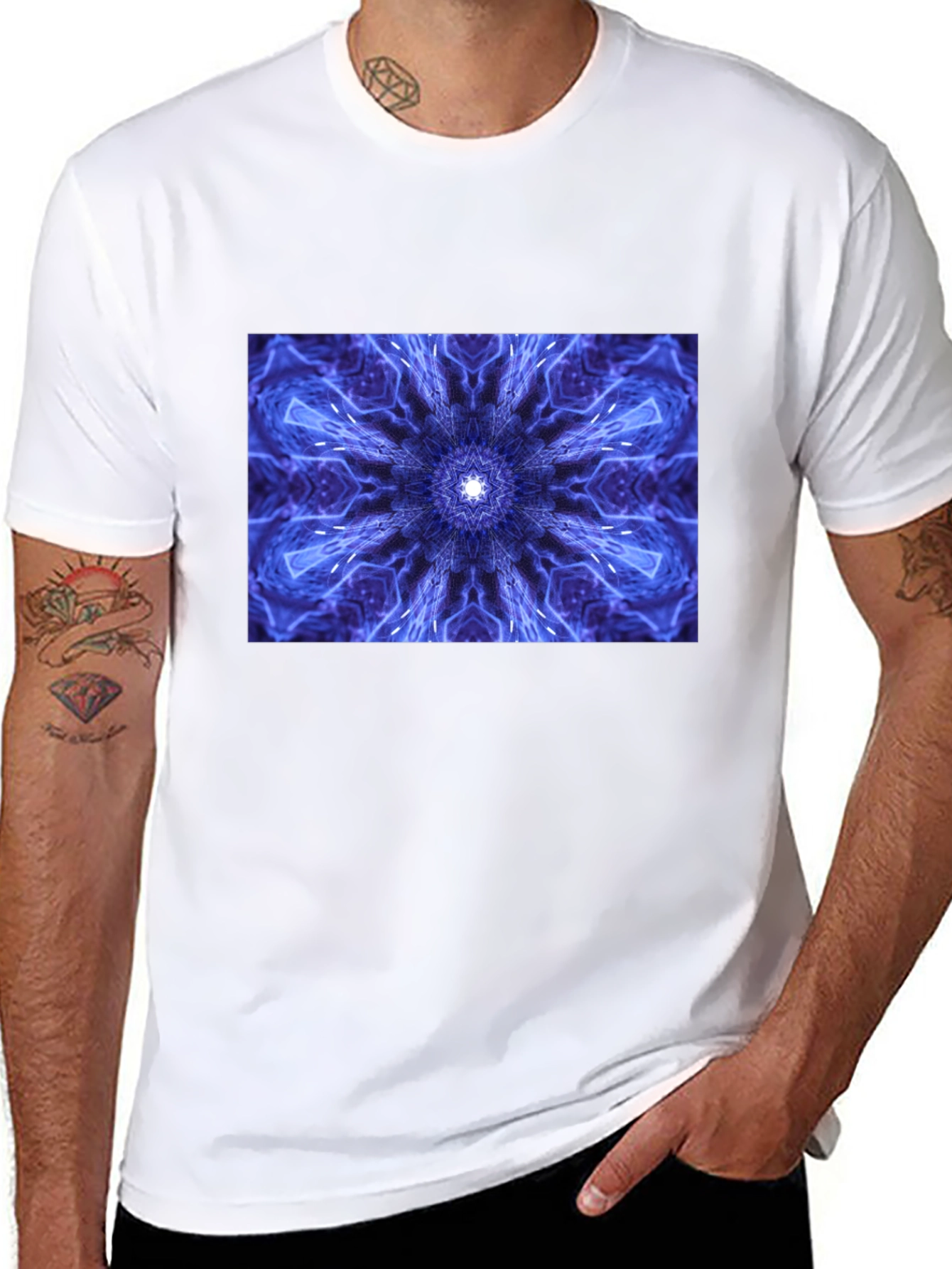 Abstract Blue Mandala Graphic Tee