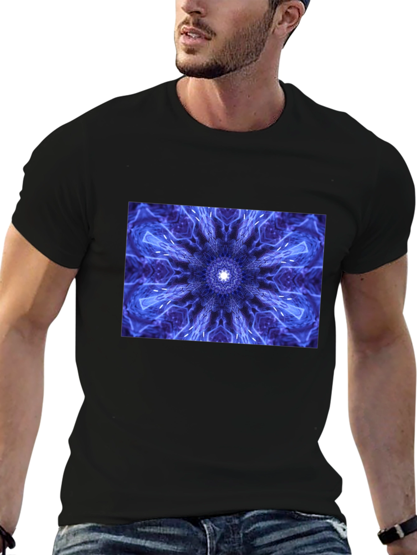 Abstract Blue Mandala Graphic Tee