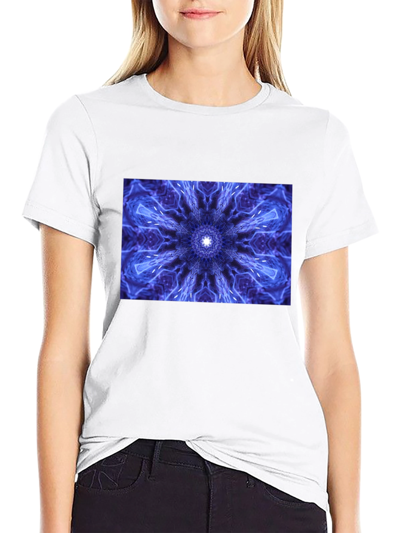 Abstract Blue Mandala Graphic Tee