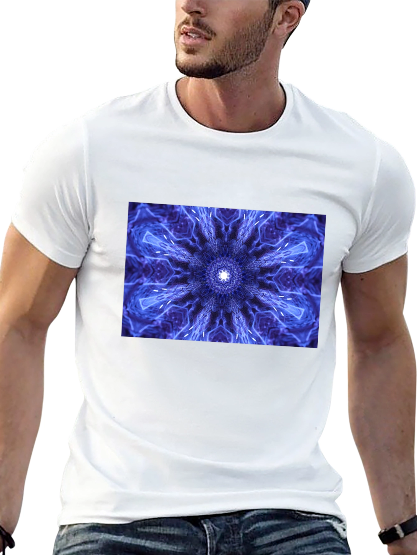 Abstract Blue Mandala Graphic Tee