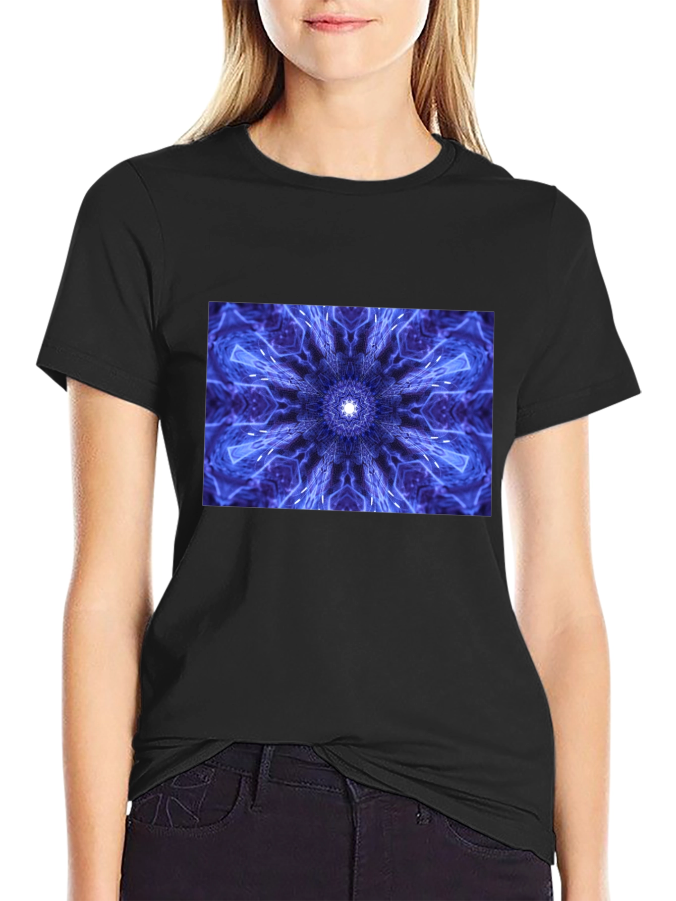 Abstract Blue Mandala Graphic Tee