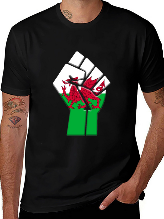 Welsh Pride Fist T-Shirt - Red Dragon Design