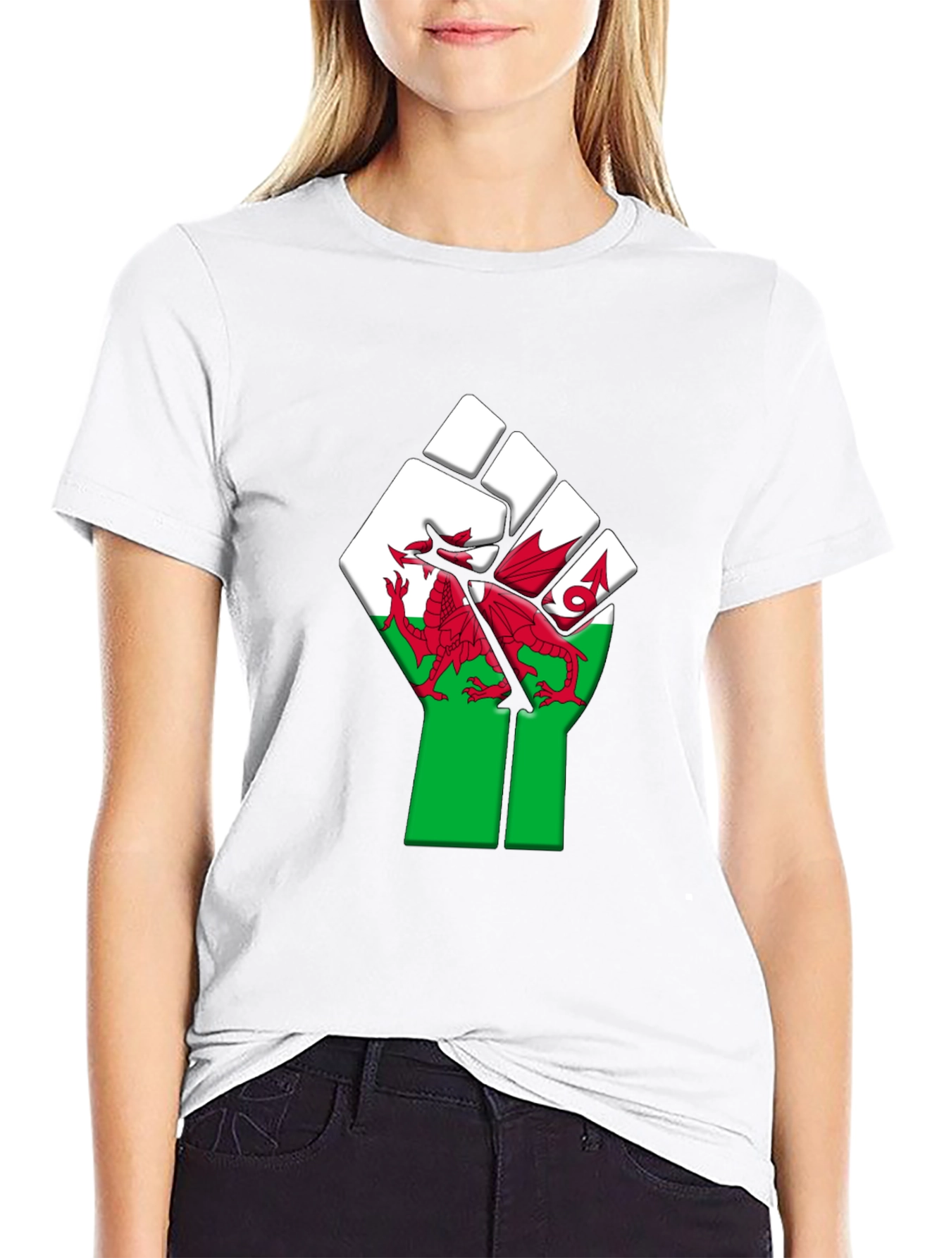 Welsh Pride Fist T-Shirt - Red Dragon Design