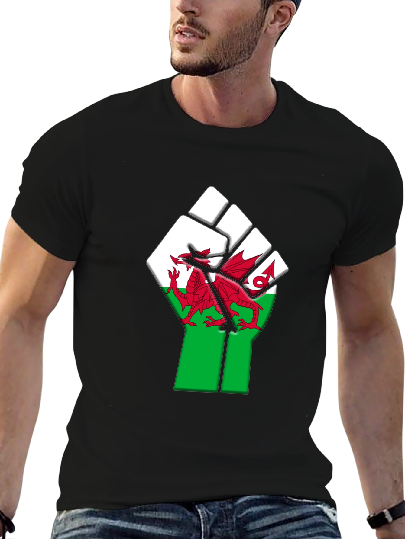 Welsh Pride Fist T-Shirt - Red Dragon Design
