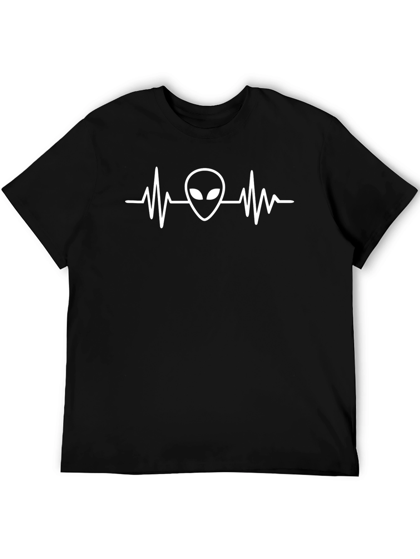 Alien Heartbeat Graphic Tee - Black Cotton T-Shirt