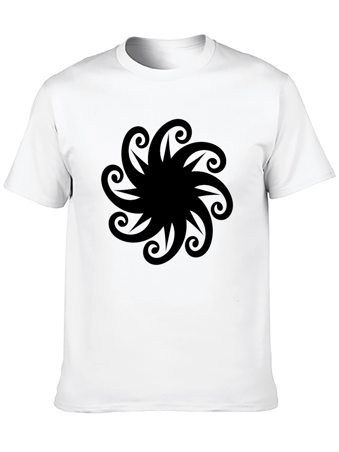 Stylish Black T-Shirt with Swirl Design