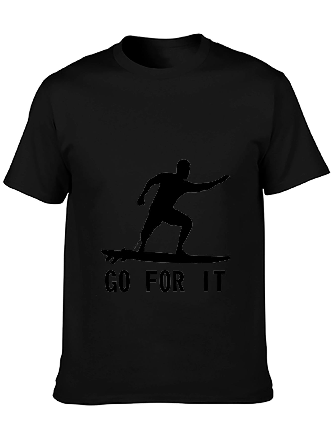 Black Go For It Surfer Graphic Tee