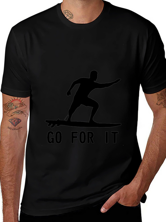 Black Go For It Surfer Graphic Tee
