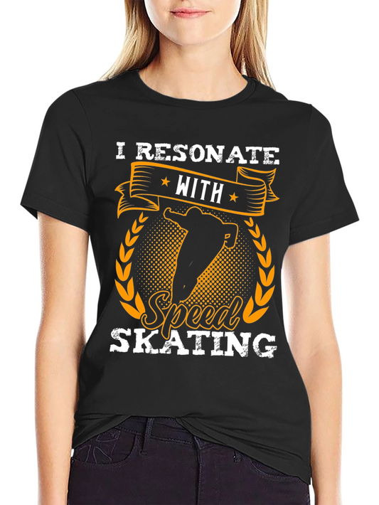 I Resonate With Speed Skating Black T-Shirt