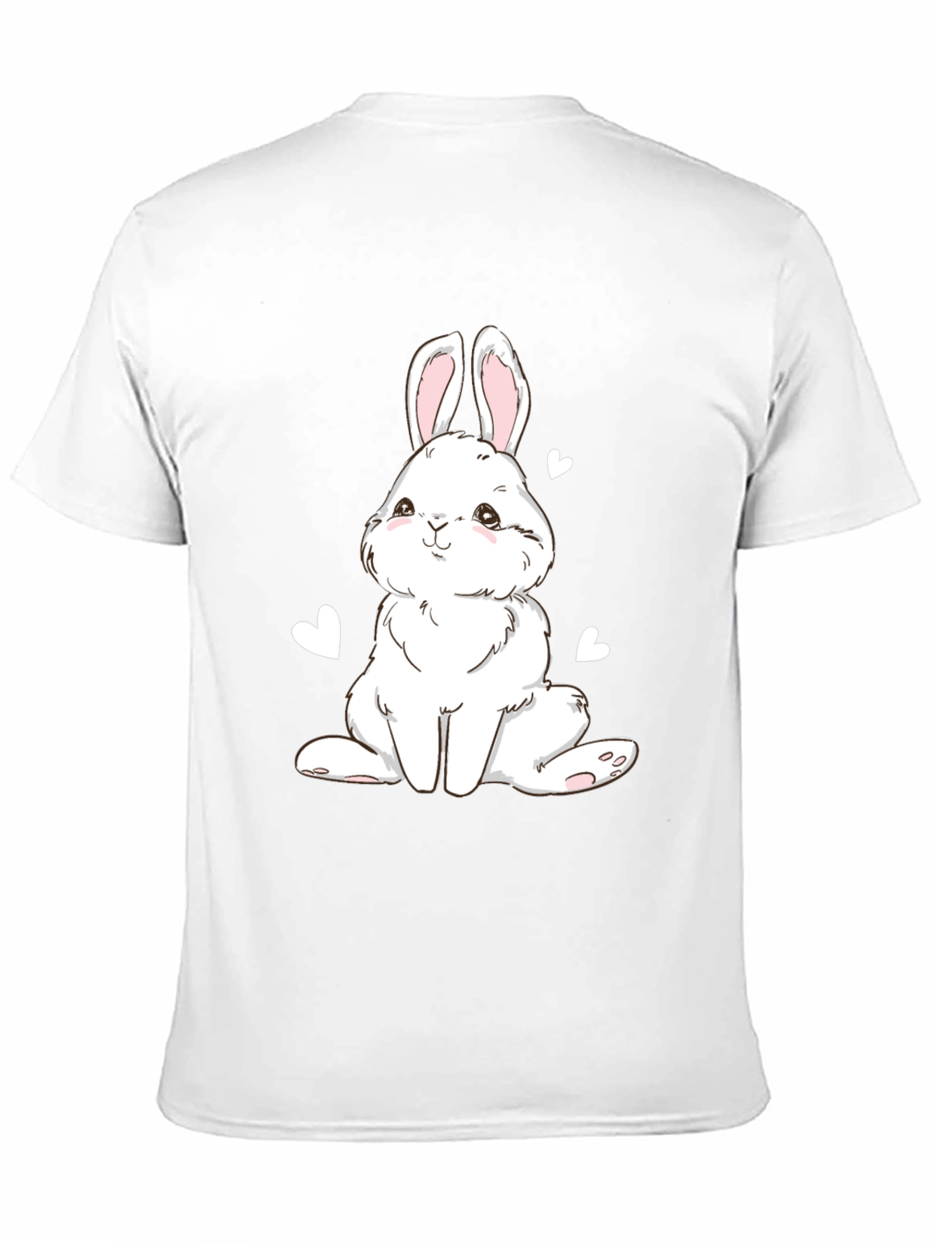 Cute Bunny Graphic Tee - Black Cotton Blend T-Shirt