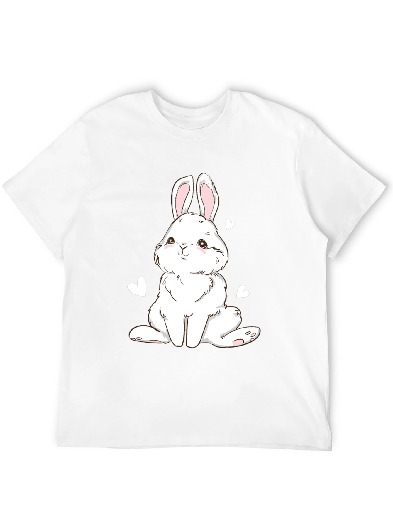 Cute Bunny Graphic Tee - Black Cotton Blend T-Shirt