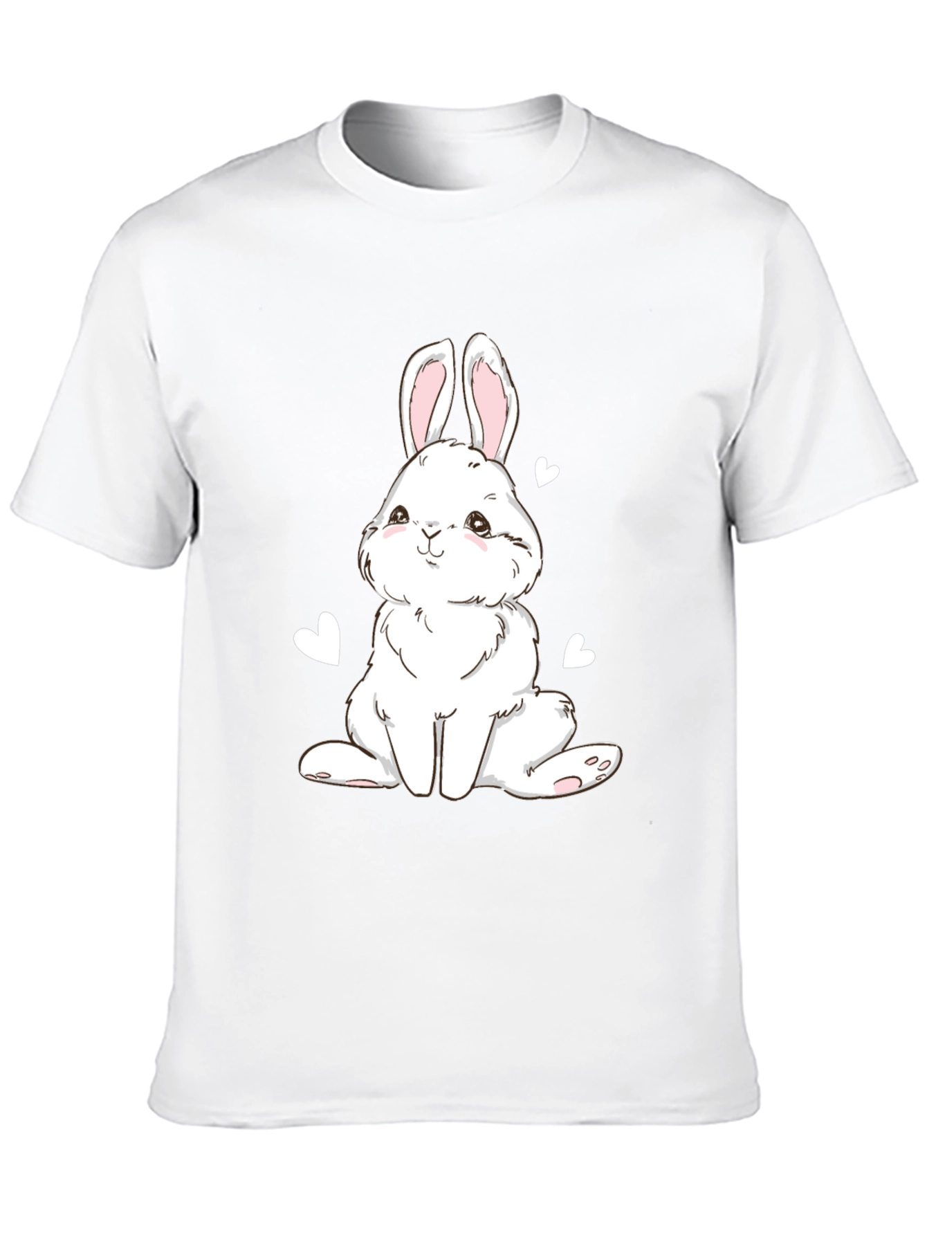 Cute Bunny Graphic Tee - Black Cotton Blend T-Shirt